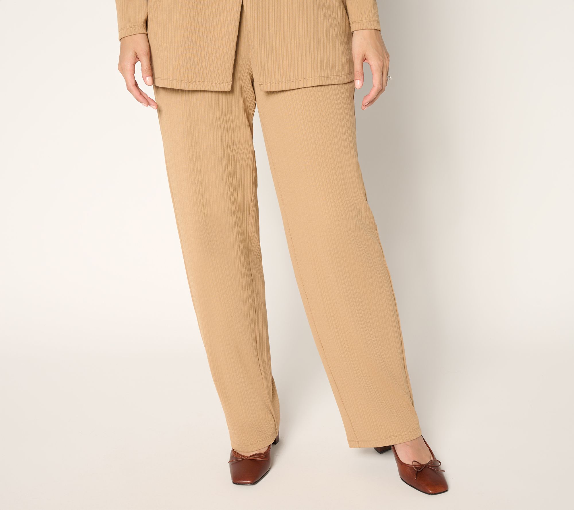 Susan Graver Regular Rib Knit Pull-On Straight Leg Pants