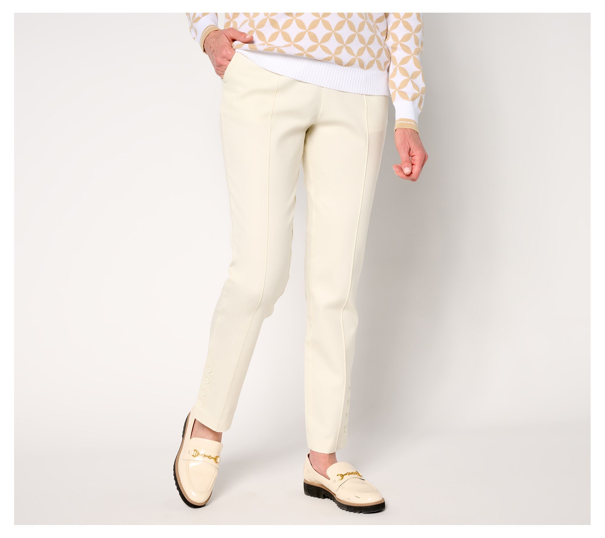 "As Is" Isaac Mizrahi Live! Petite 24/7 Stretch Slim Straight Pants