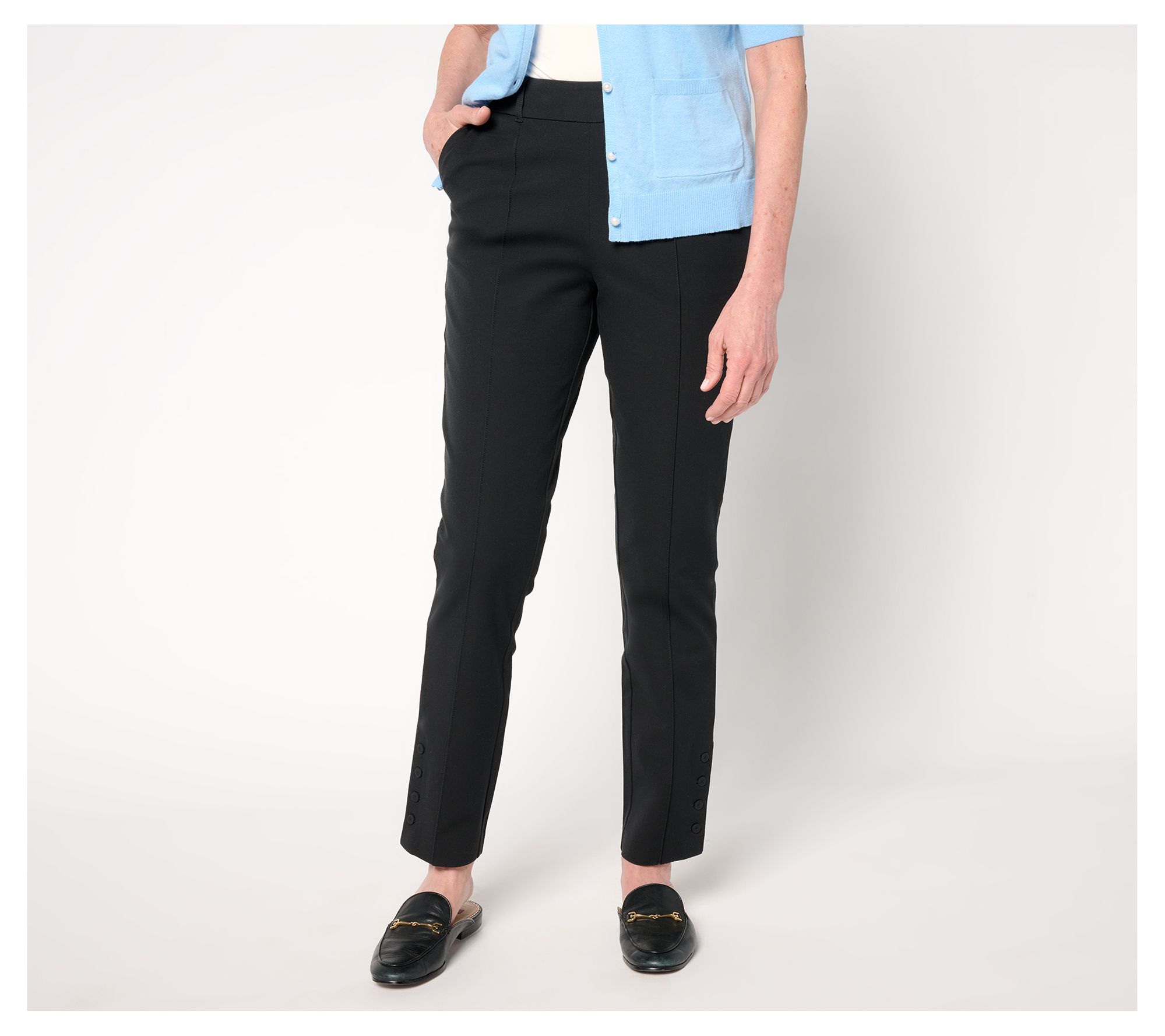 "As Is" Isaac Mizrahi Live! Petite 24/7 Stretch Slim Straight Pants