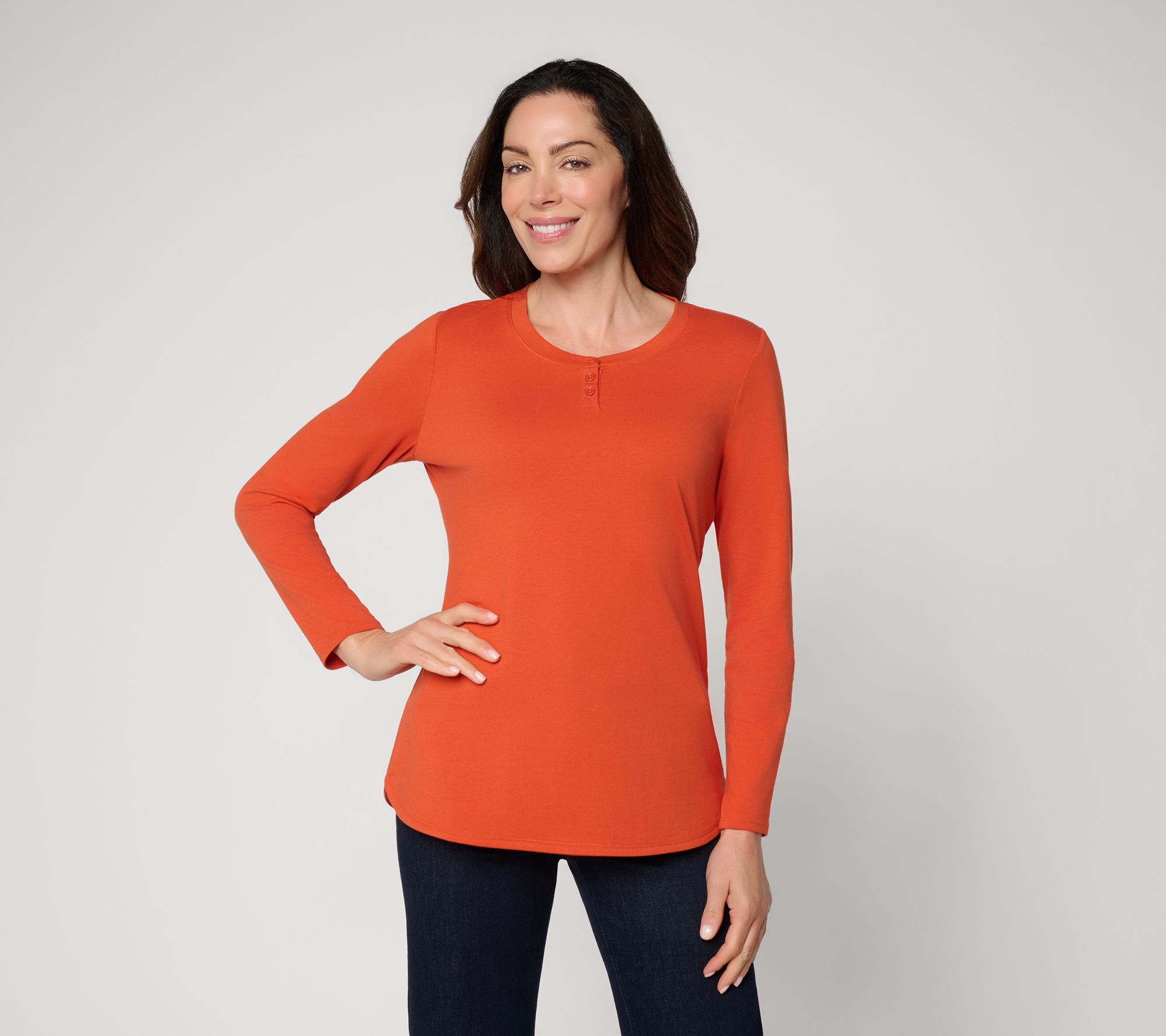Denim & Co. Essentials Petite Perfect Jersey Henley Tunic
