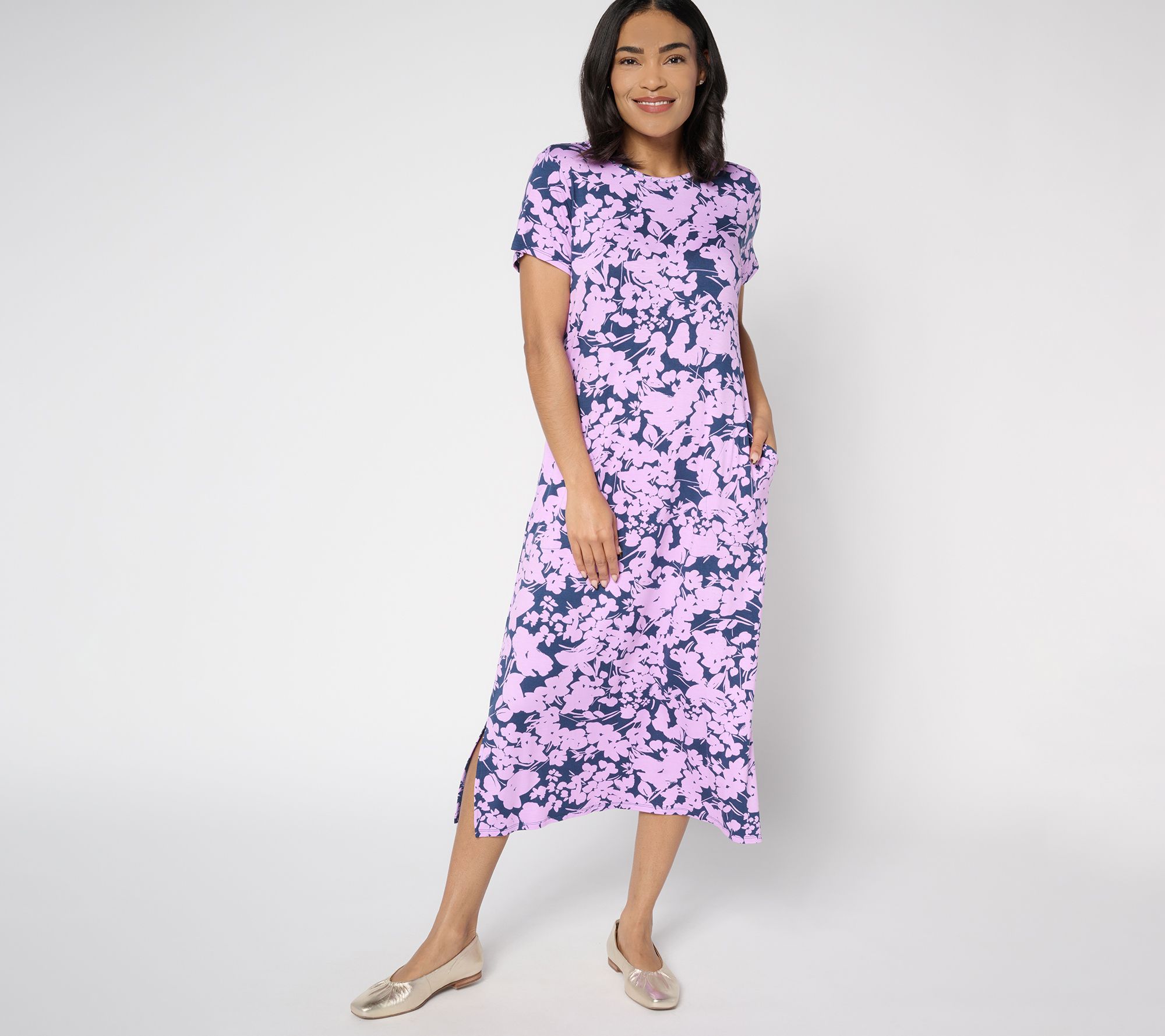 "As Is" Quacker Factory Floralicious Short Sleeve Dress