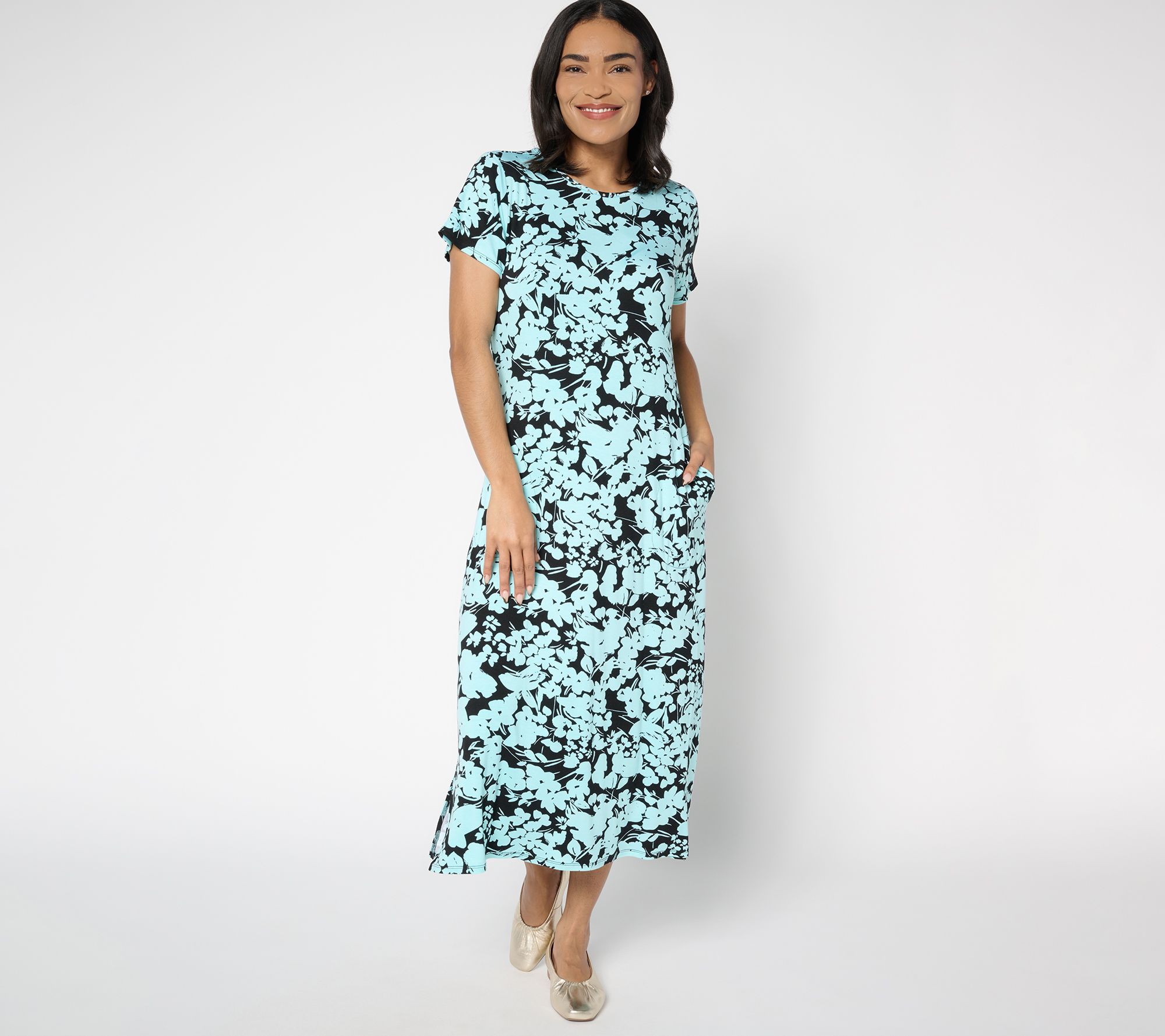 "As Is" Quacker Factory Floralicious Short Sleeve Dress