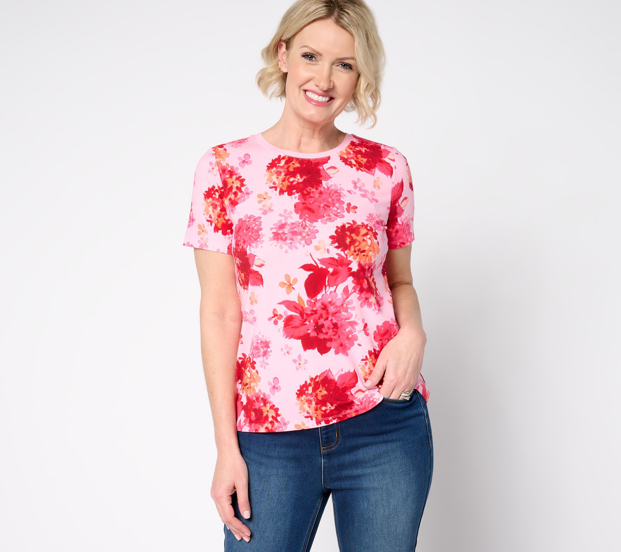 As Is Isaac Mizrahi Live! Printed Short Sleeve CrewNeck