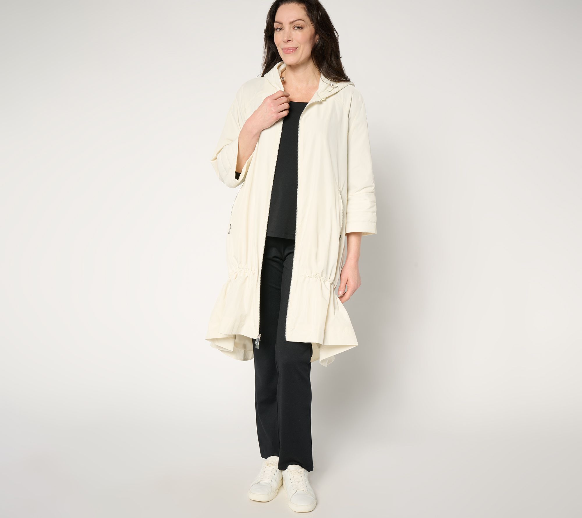 "As Is" LOGO by Lori Goldstein Regular Long Zip Front Jacket w/ Hood