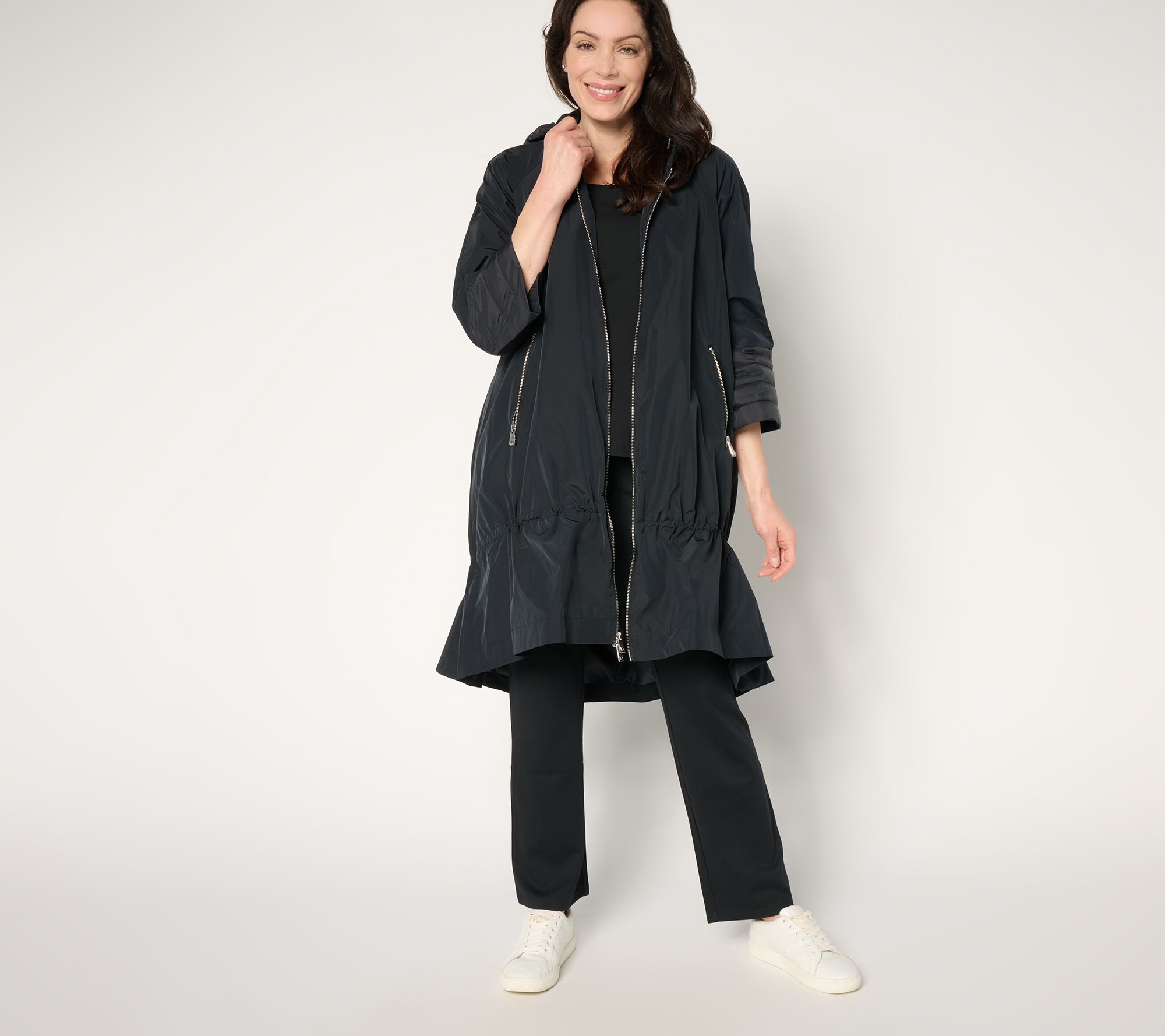 "As Is" LOGO by Lori Goldstein Regular Long Zip Front Jacket w/ Hood