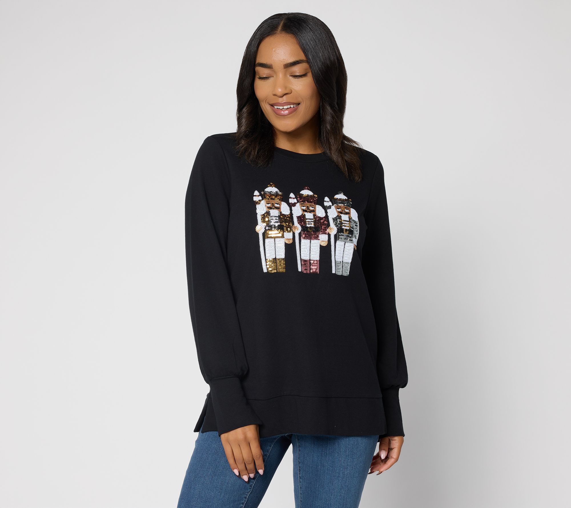 Jingle Belles by Kim Gravel Sequin Nutcracker Knit Top