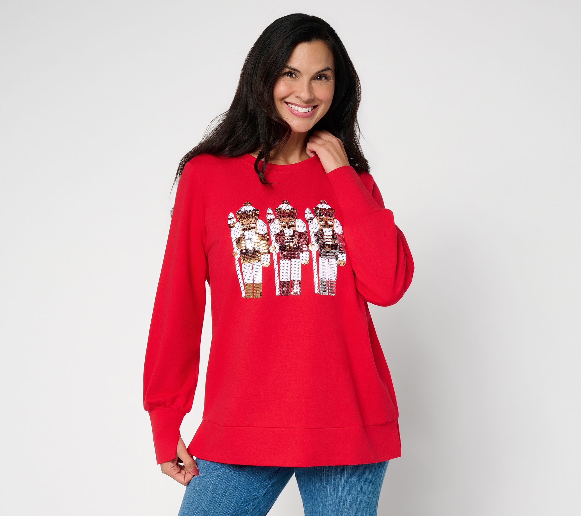Jingle Belles by Kim Gravel Sequin Nutcracker Knit Top