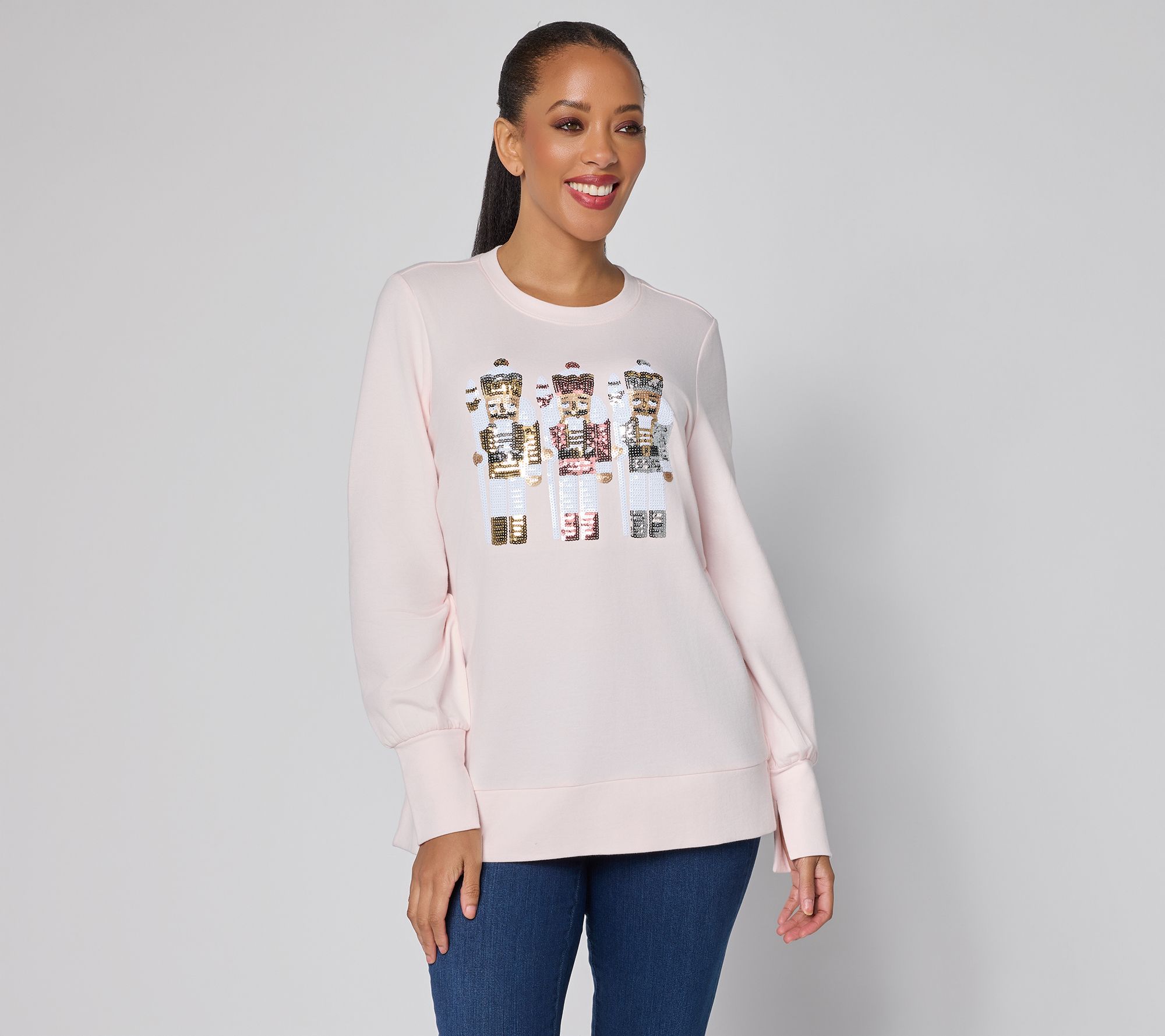Jingle Belles by Kim Gravel Sequin Nutcracker Knit Top