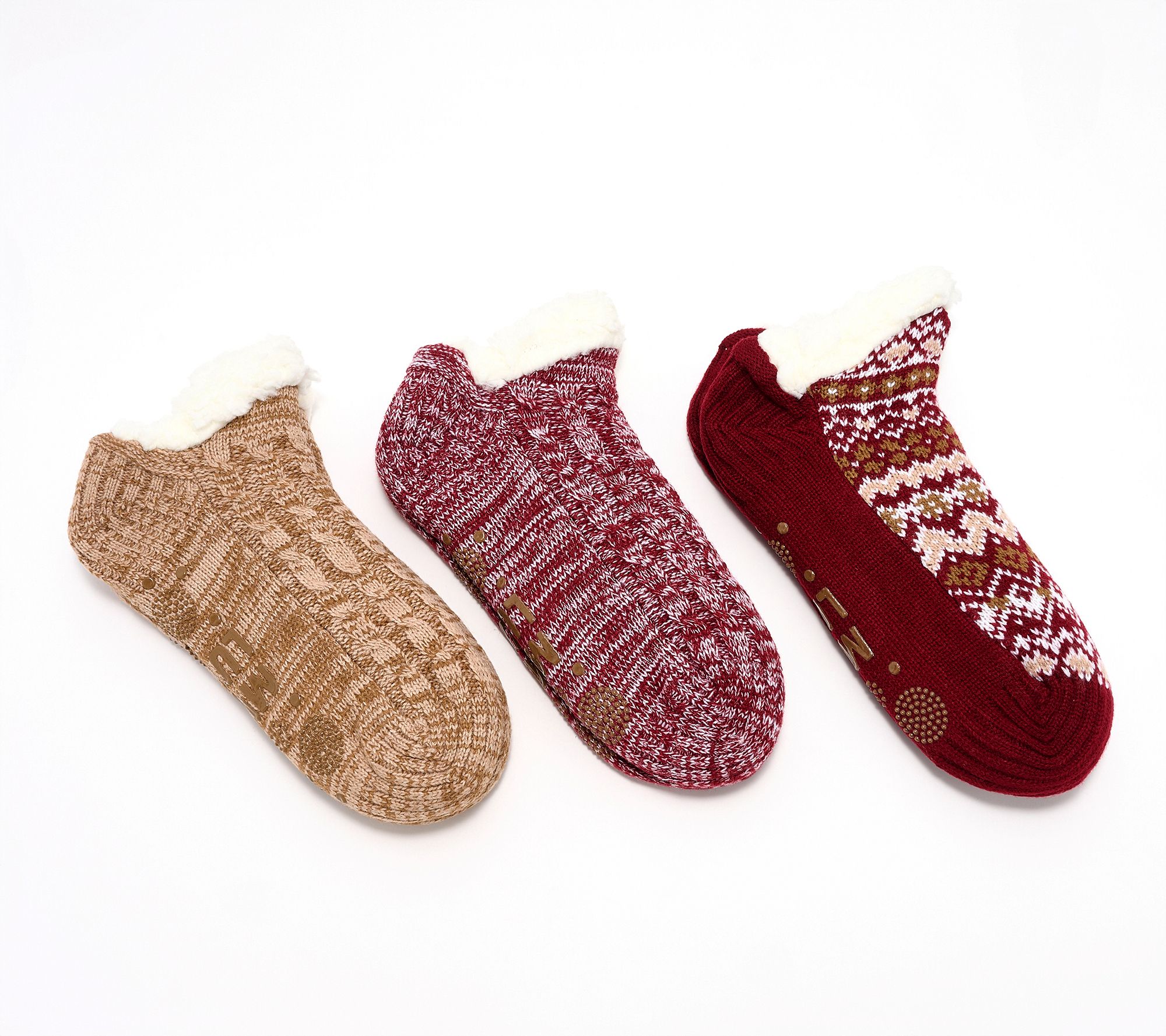 MUK LUKS Set of 3 Aloe Infused Pieced Shortie Cabin Socks