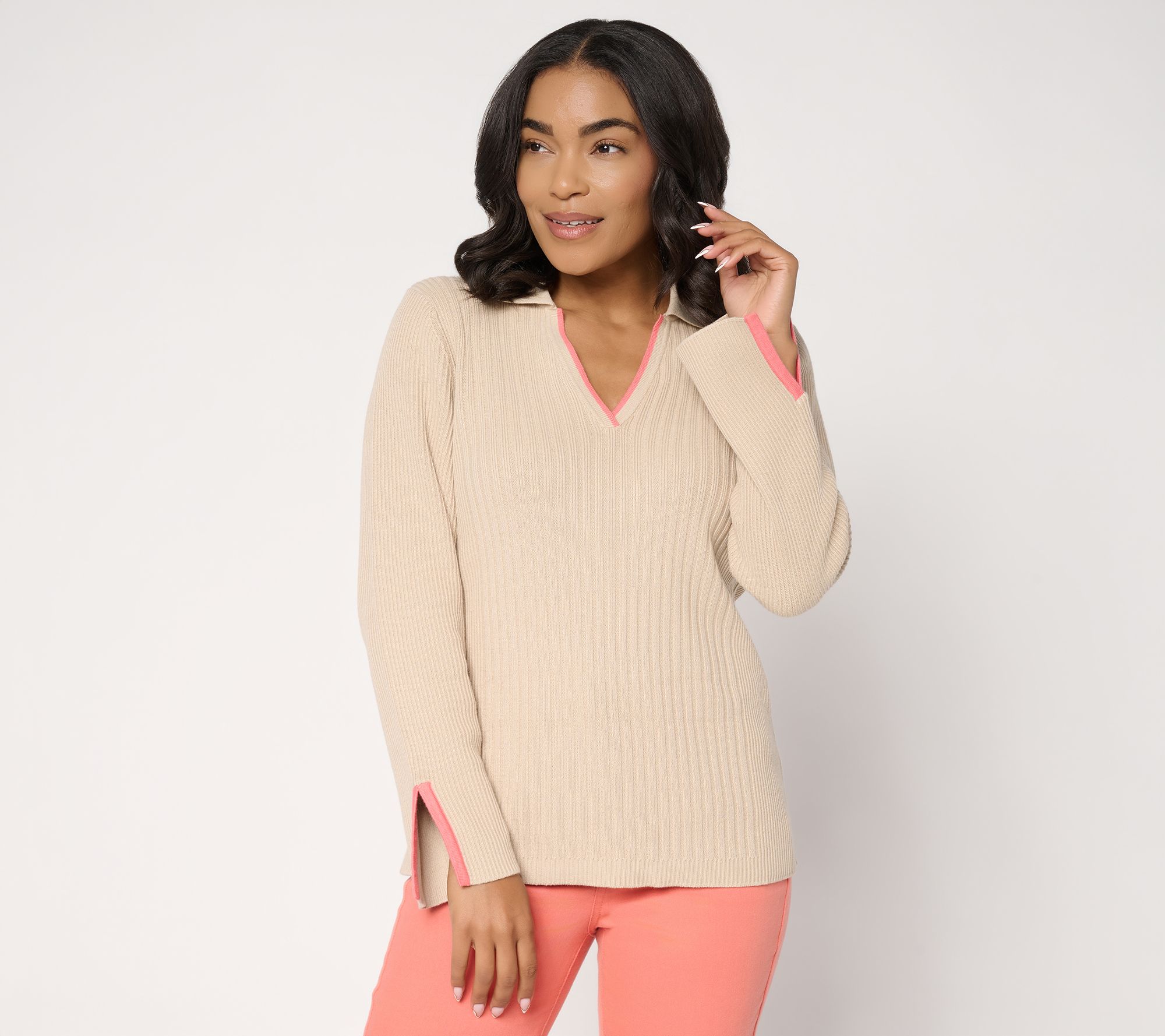 Susan Graver Novelty Pull Over Sweater with Tipping