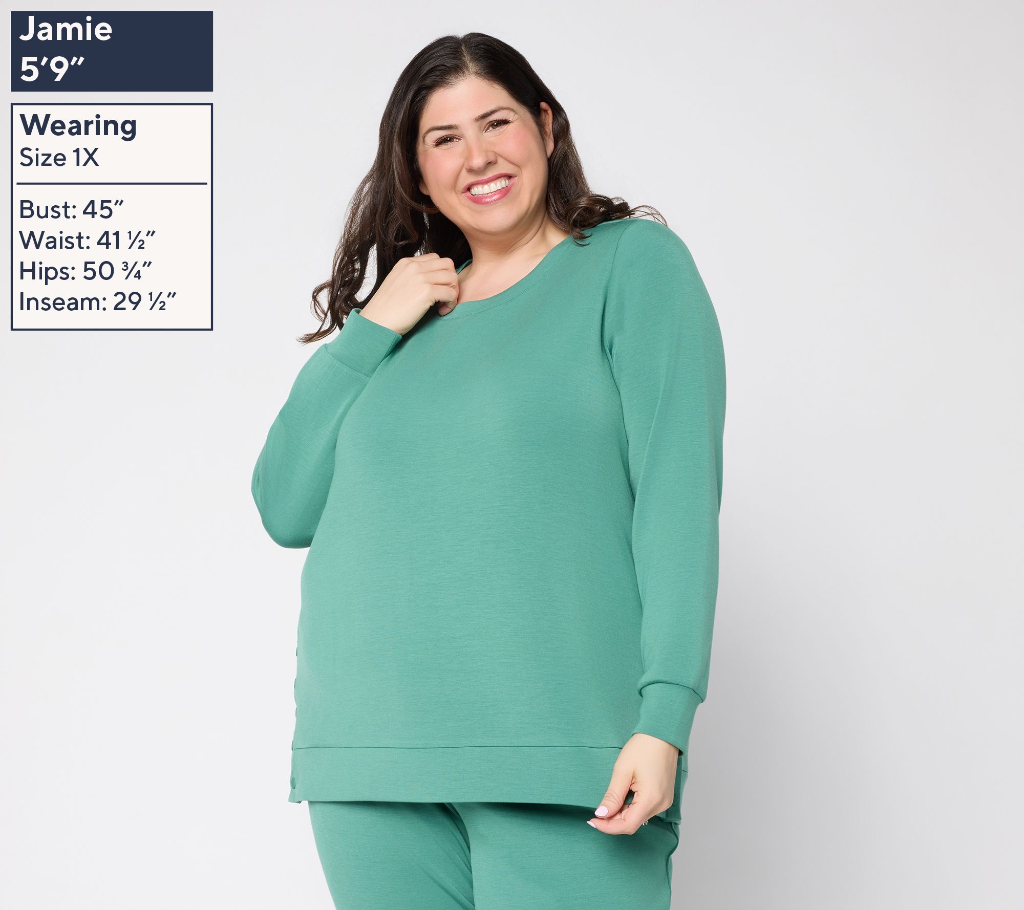 Belle by Kim Gravel ScubaLuxe Crewneck with Side Snaps - QVC.com