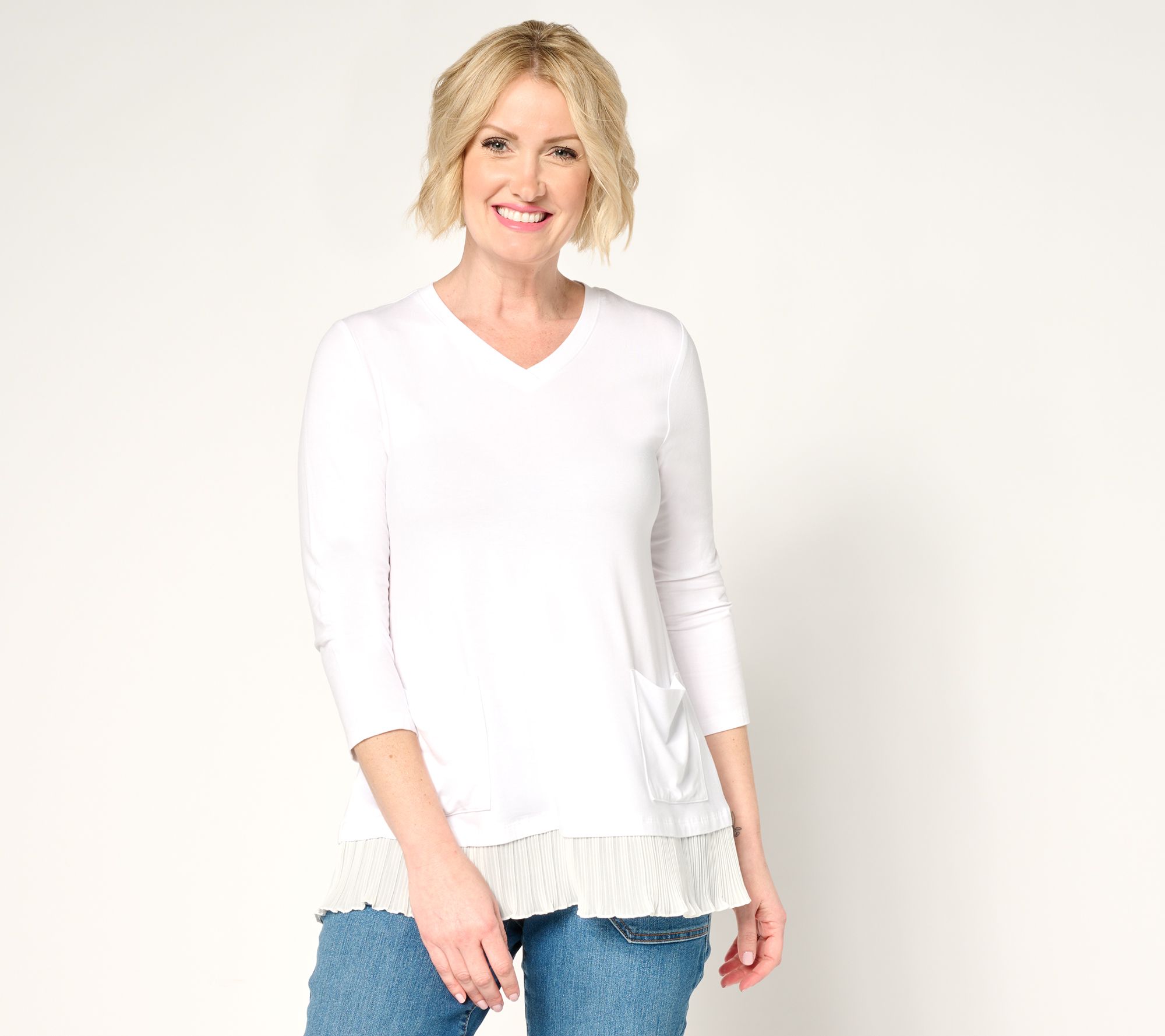 "As Is" LOGO by Lori Goldstein Rayon 230 Top with Broomstick Hem