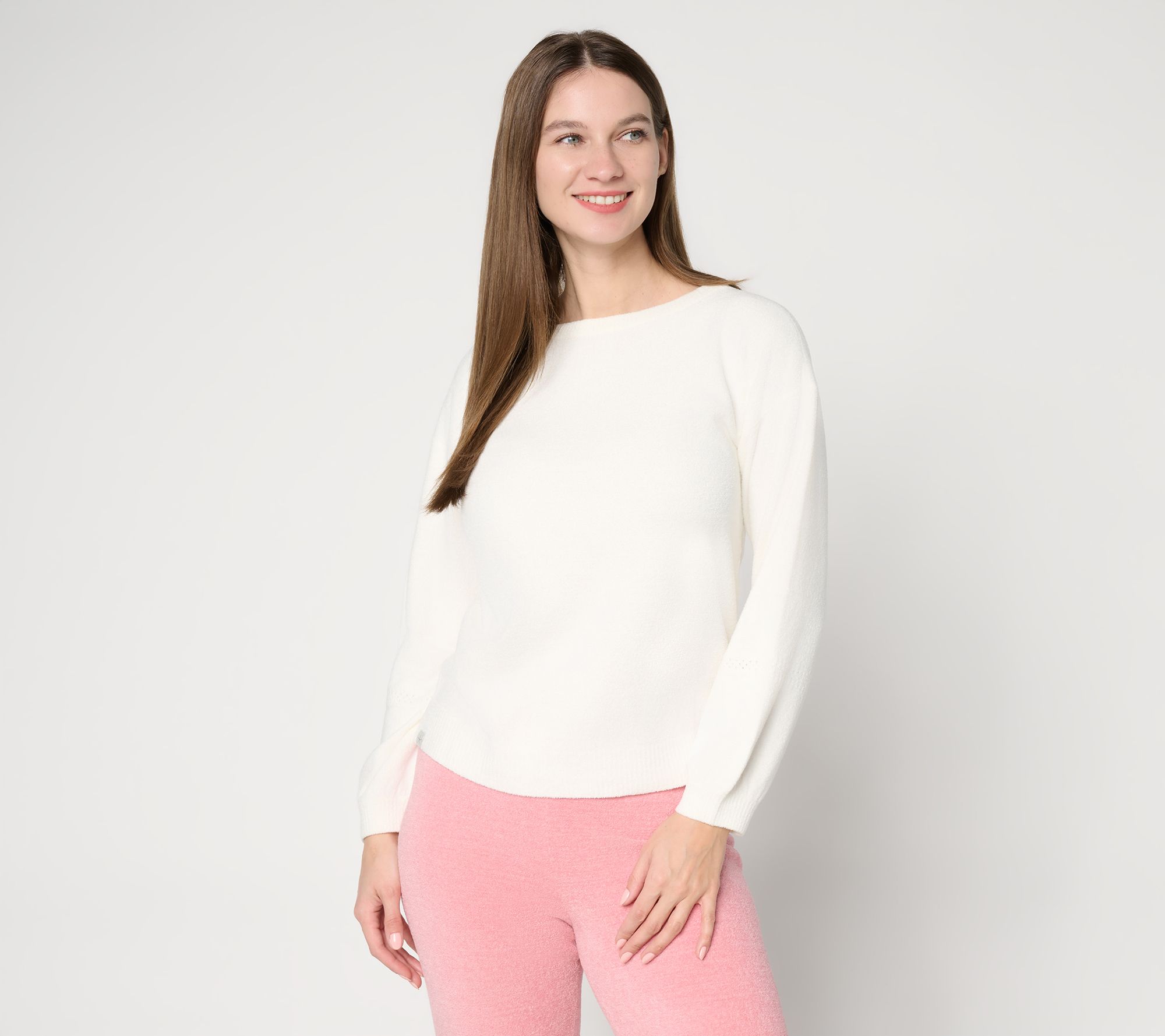 Barefoot Dreams CozyChic Ultra Lite Placed Stitch Boatneck Pullover