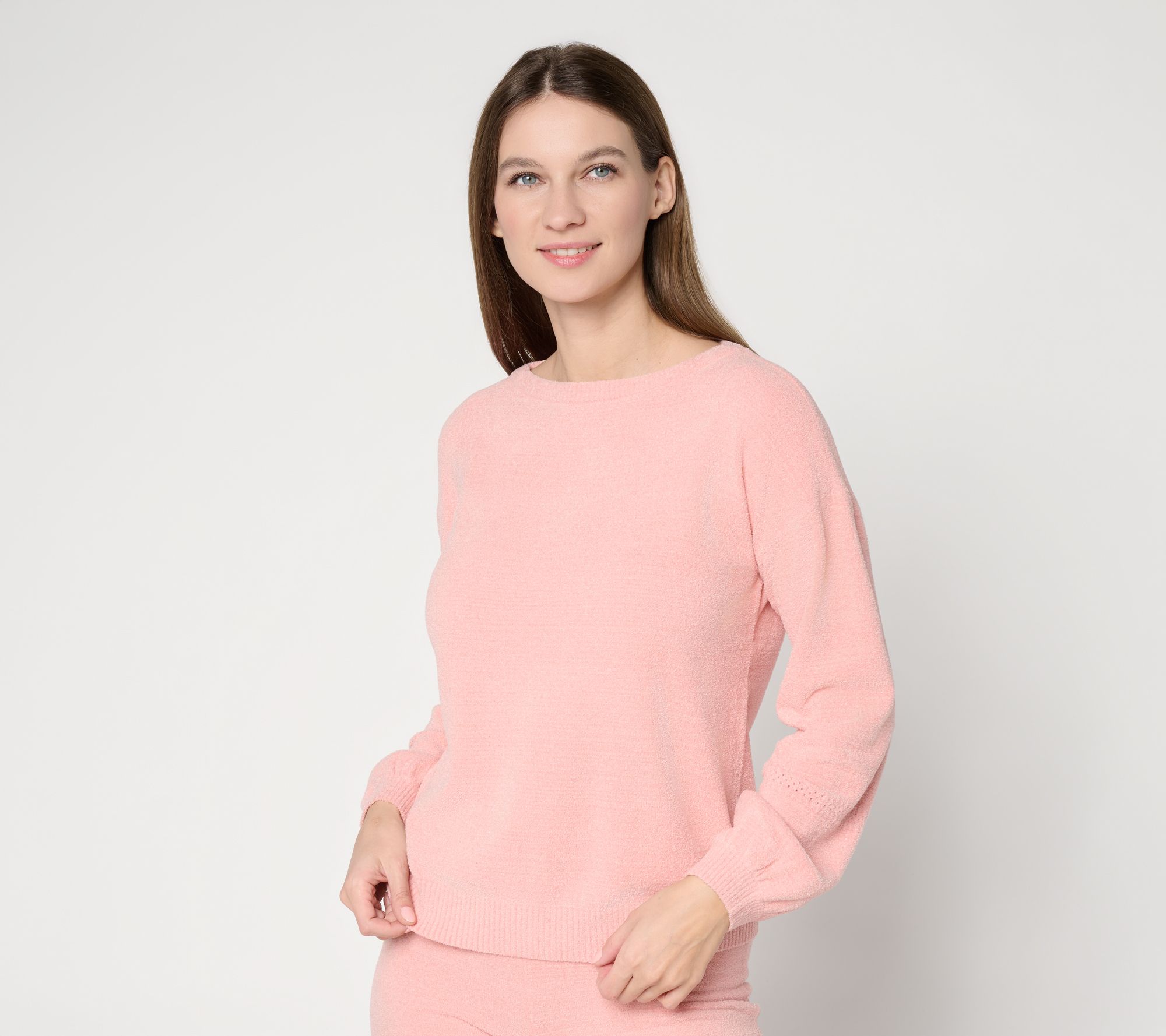 Barefoot Dreams CozyChic Ultra Lite Placed Stitch Boatneck Pullover