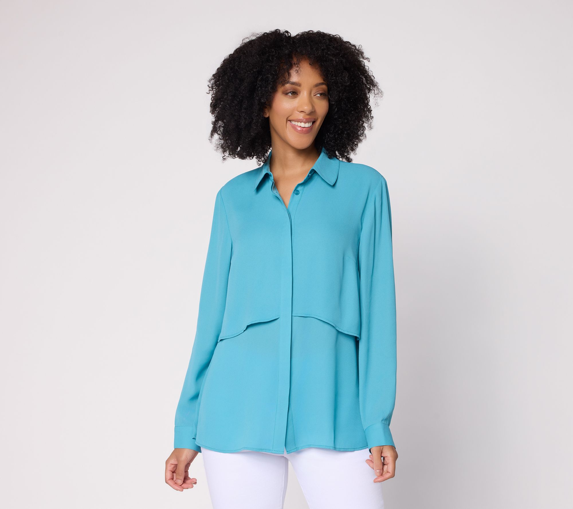 Joan Rivers Georgette Layered Button Front Shirt