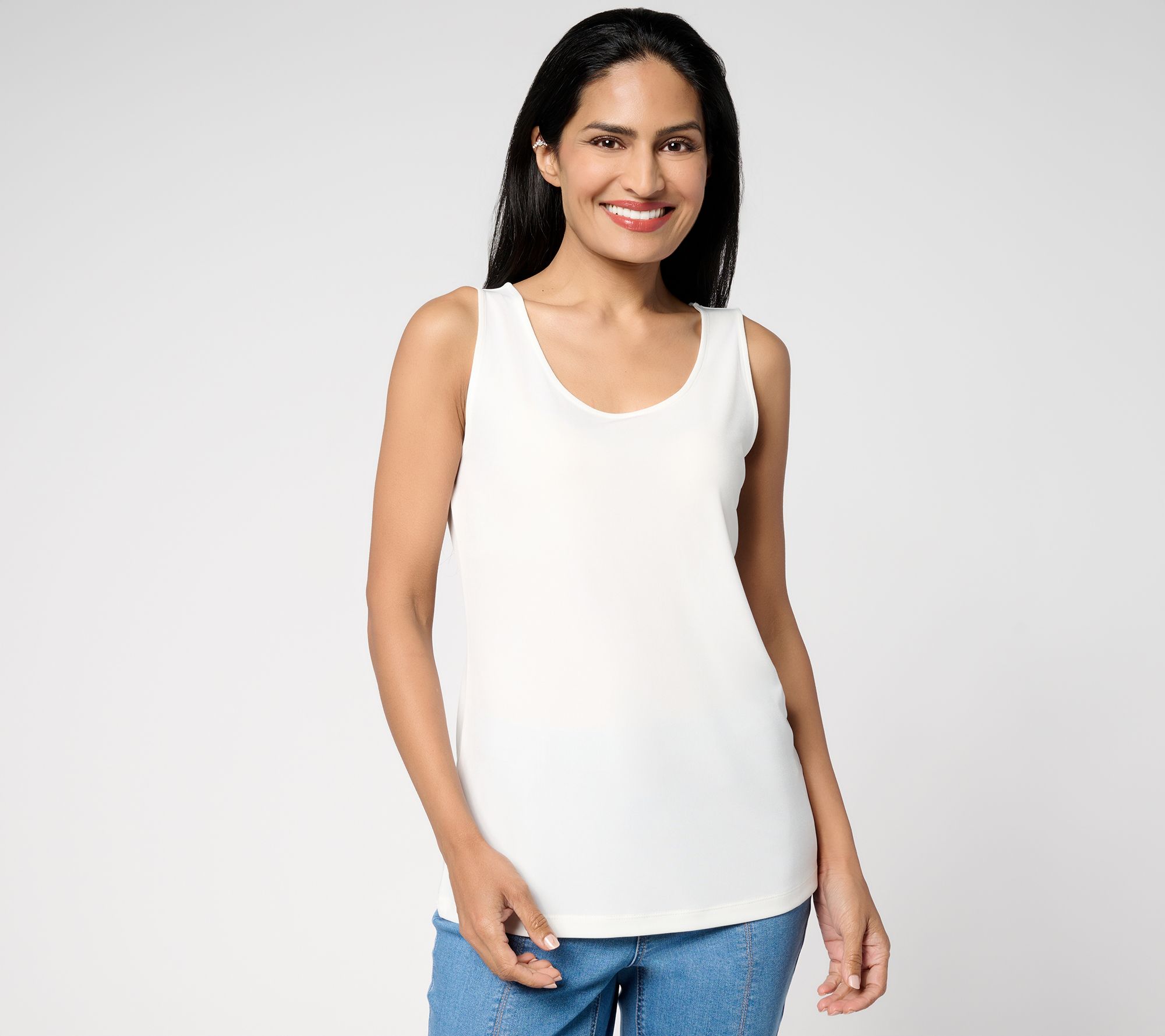 "As Is" Susan Graver Sleek Essentials Liquid Knit Tank Top