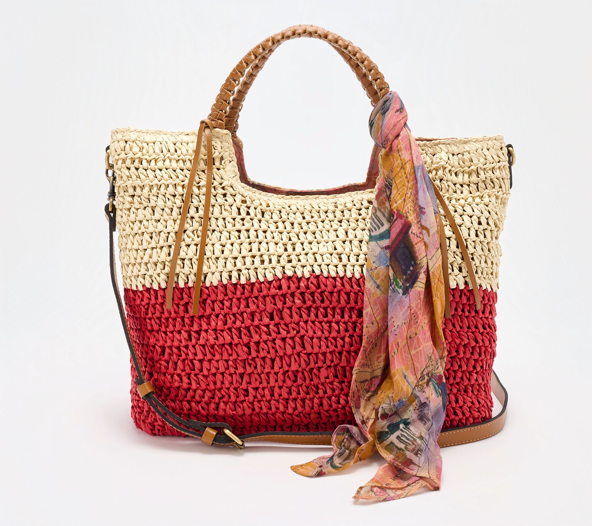 Patricia Nash Gabriella Raffia Tote with Scarf