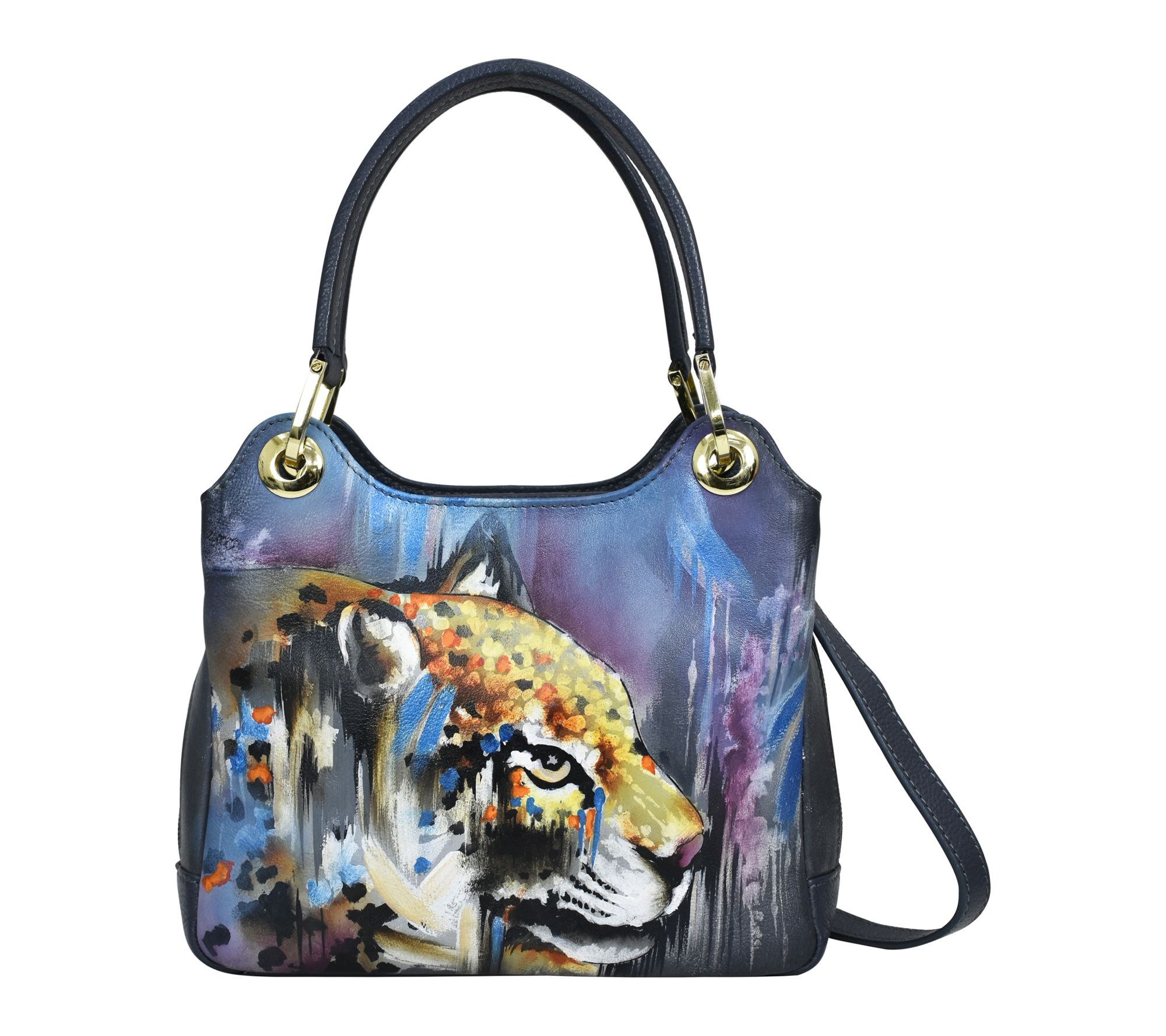 Anushcka Painted Leather Satchel With CrossbodyStrap