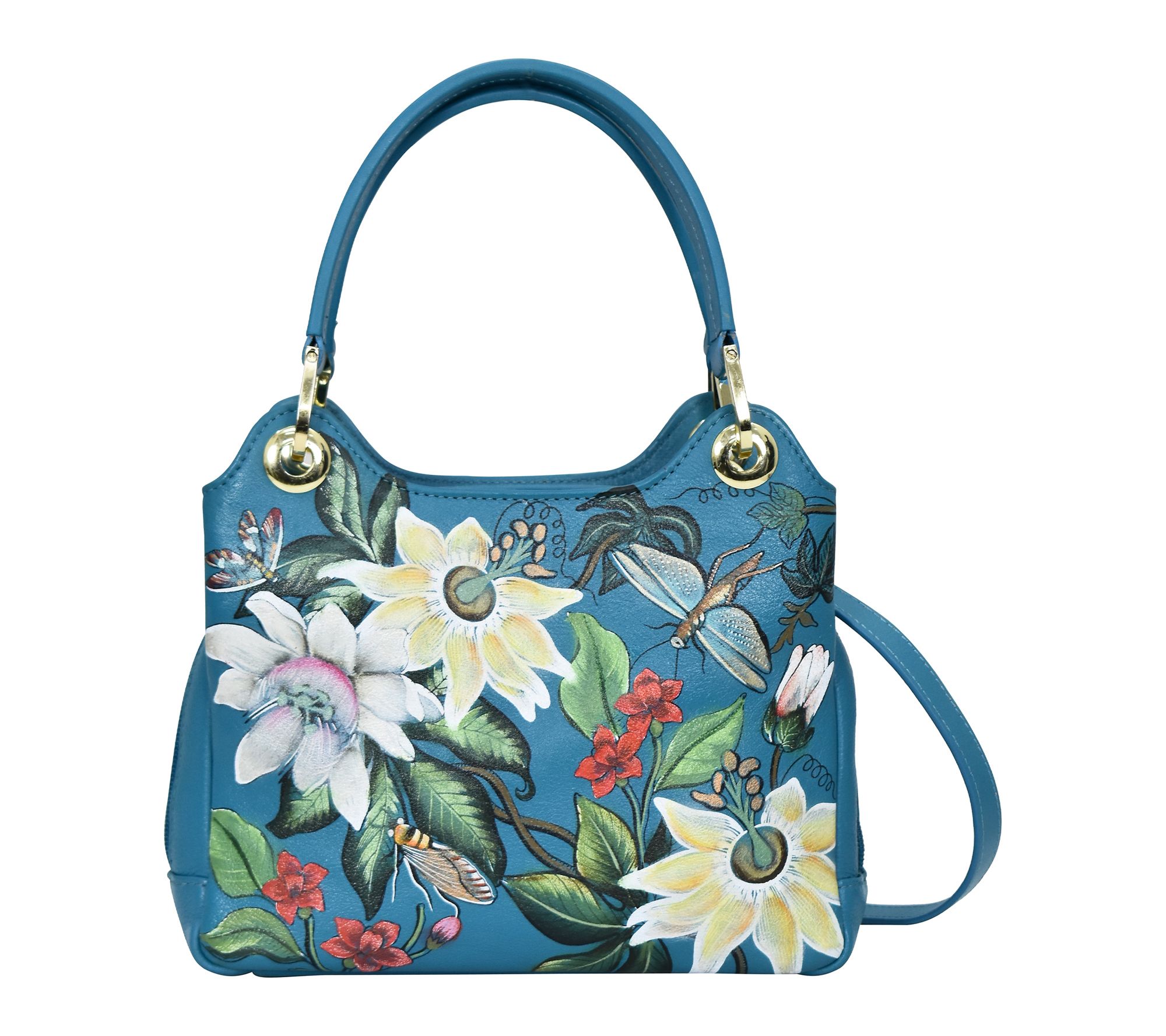 Anushcka Painted Leather Satchel With CrossbodyStrap
