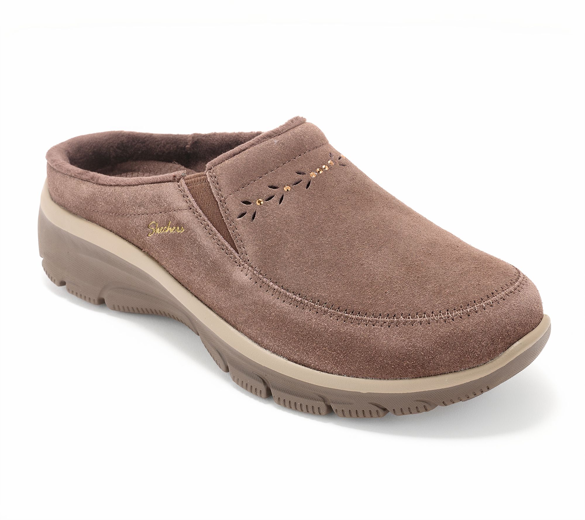 "As Is" Skechers Easy Going Water- Repellent Stud Suede Clogs