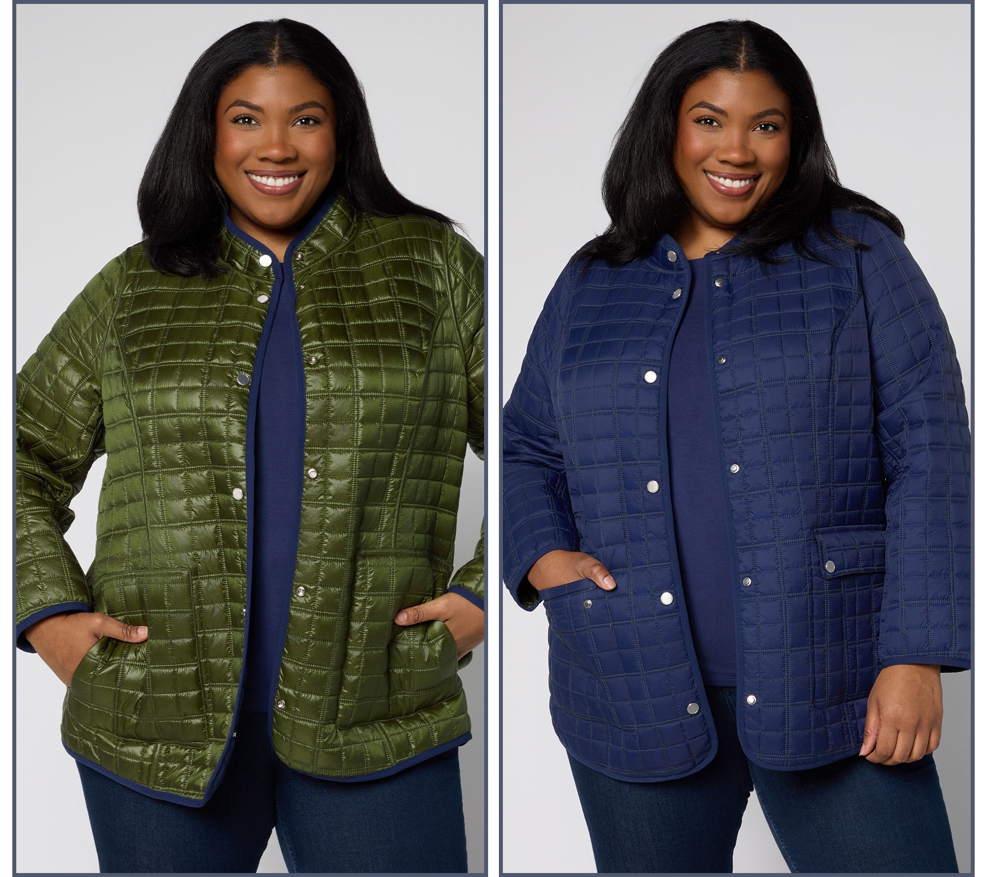 "As Is" Joan Rivers Matte to Pearl ReversibleQuilt Snap-Front Jkt