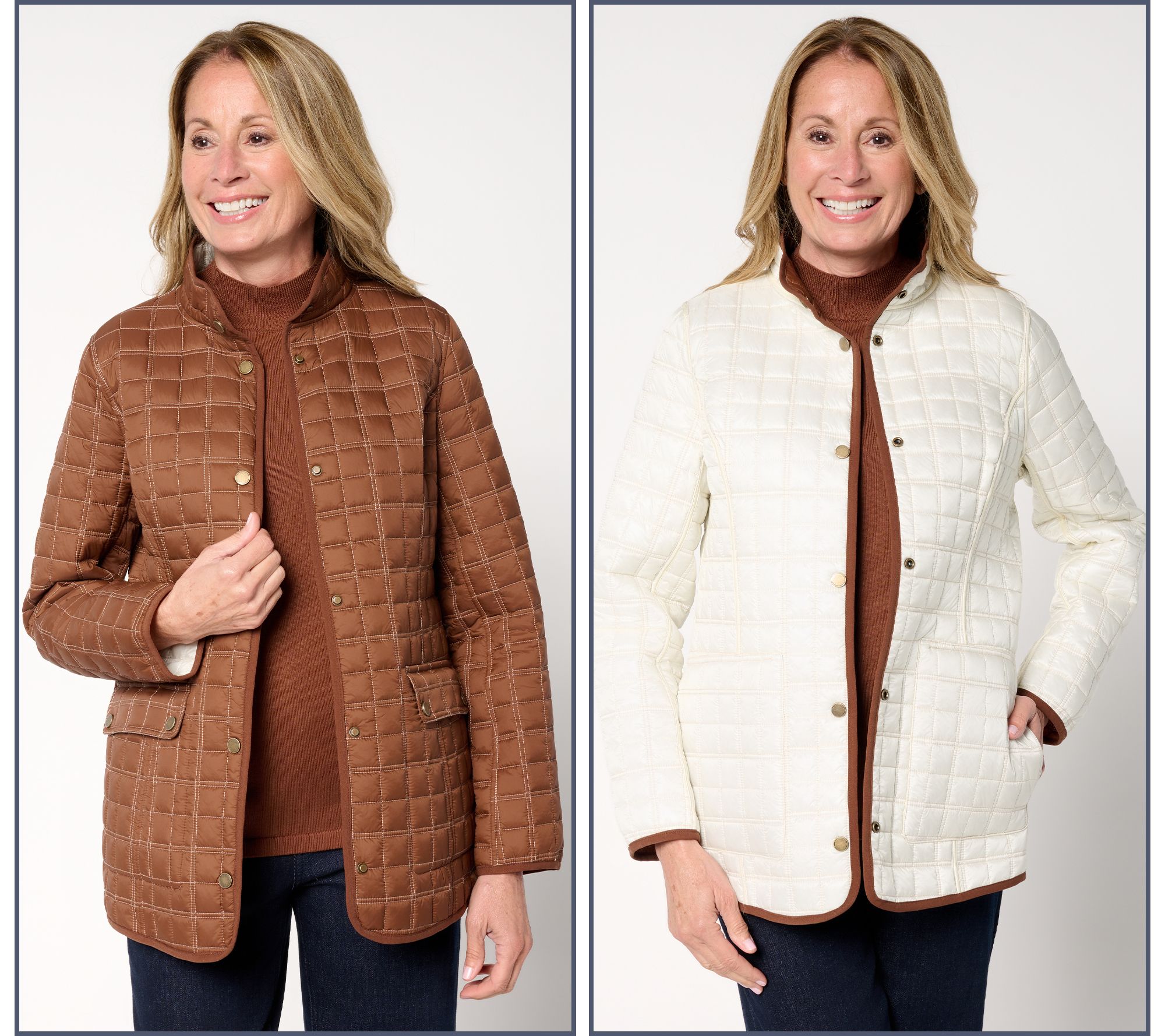 "As Is" Joan Rivers Matte to Pearl ReversibleQuilt Snap-Front Jkt