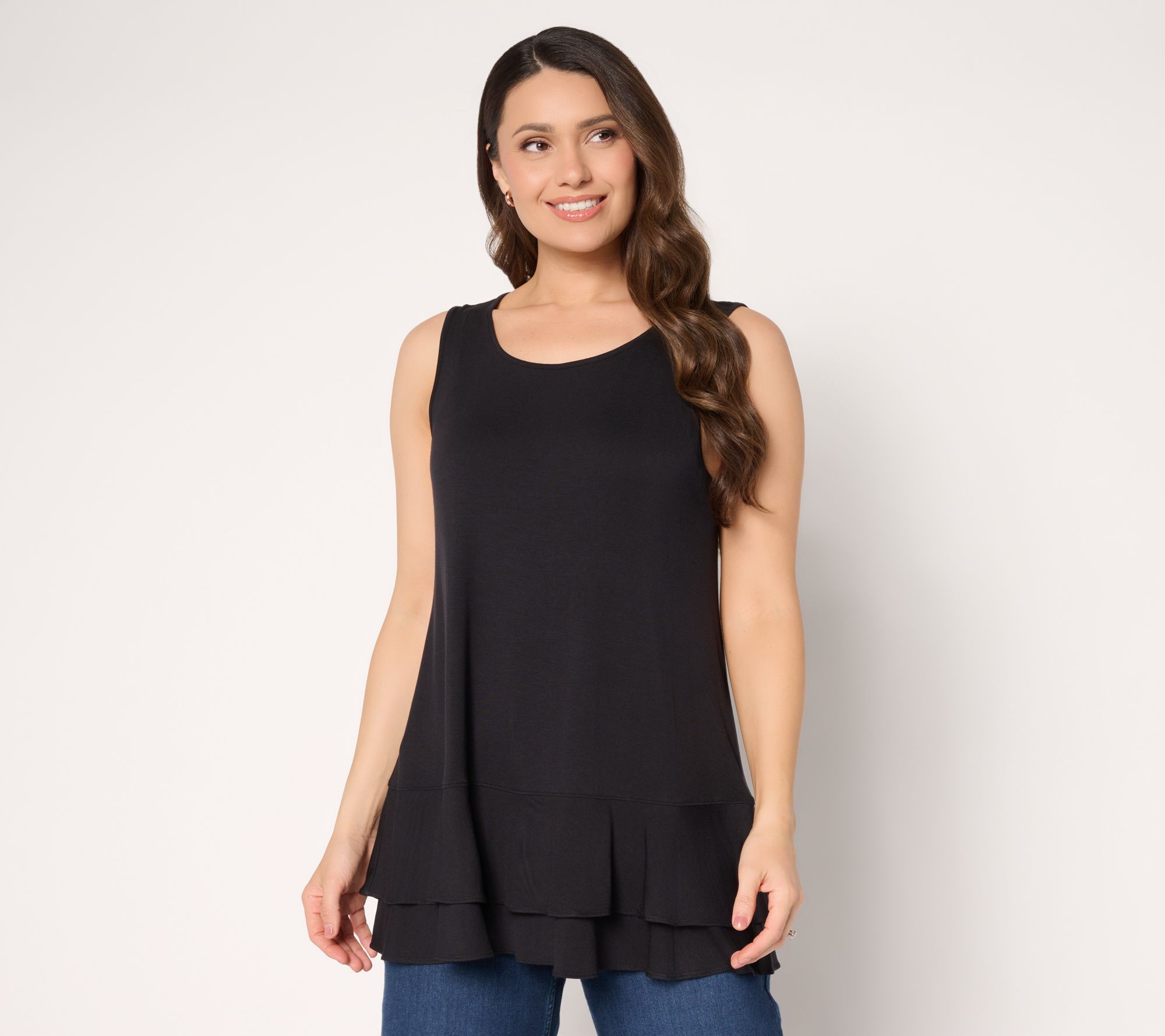 "As Is" LOGO Layers by Lori Goldstein Regular Knit Tiered Hem Tank