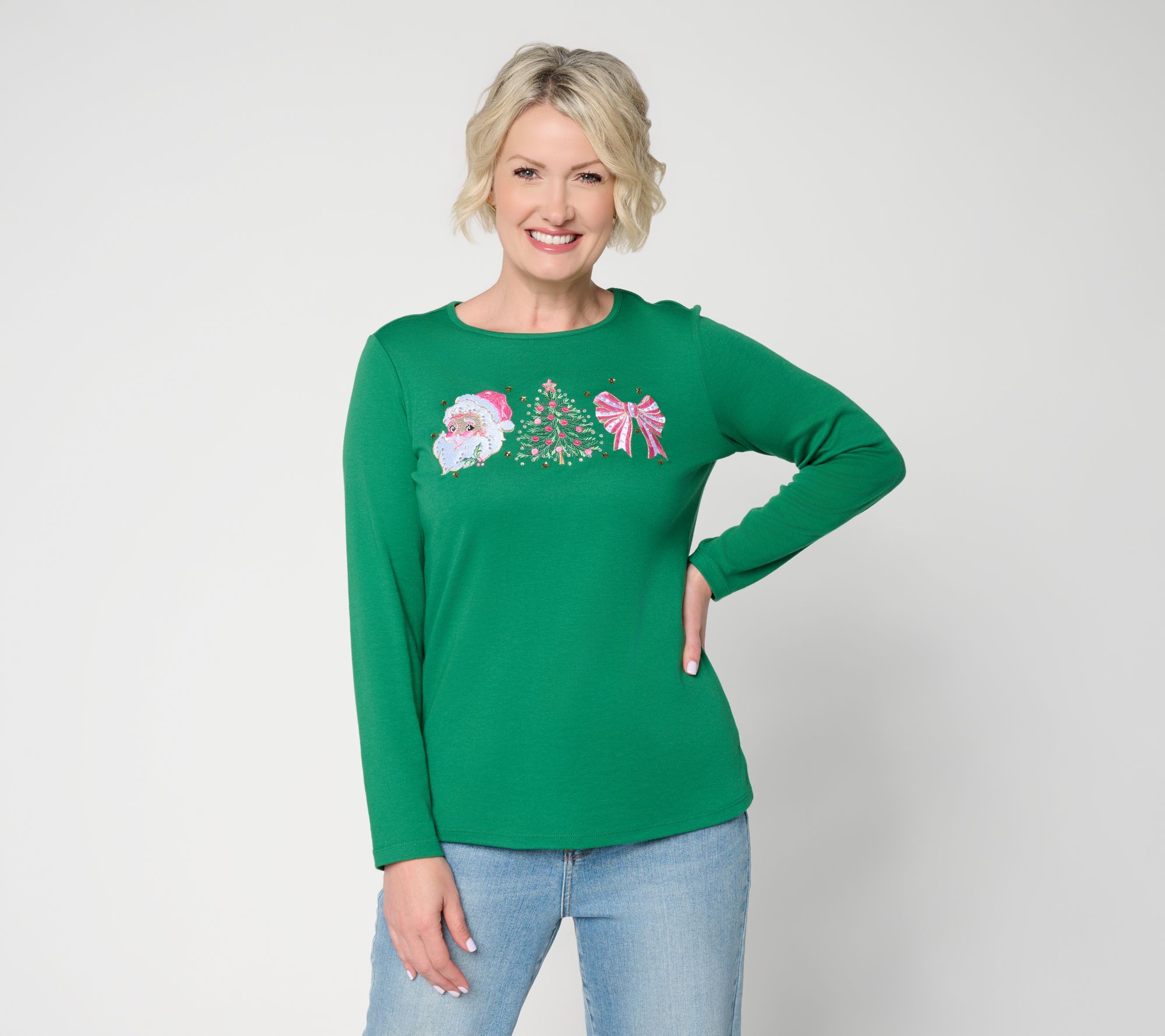 Quacker Factory Christmas Magic Long Sleeve Top