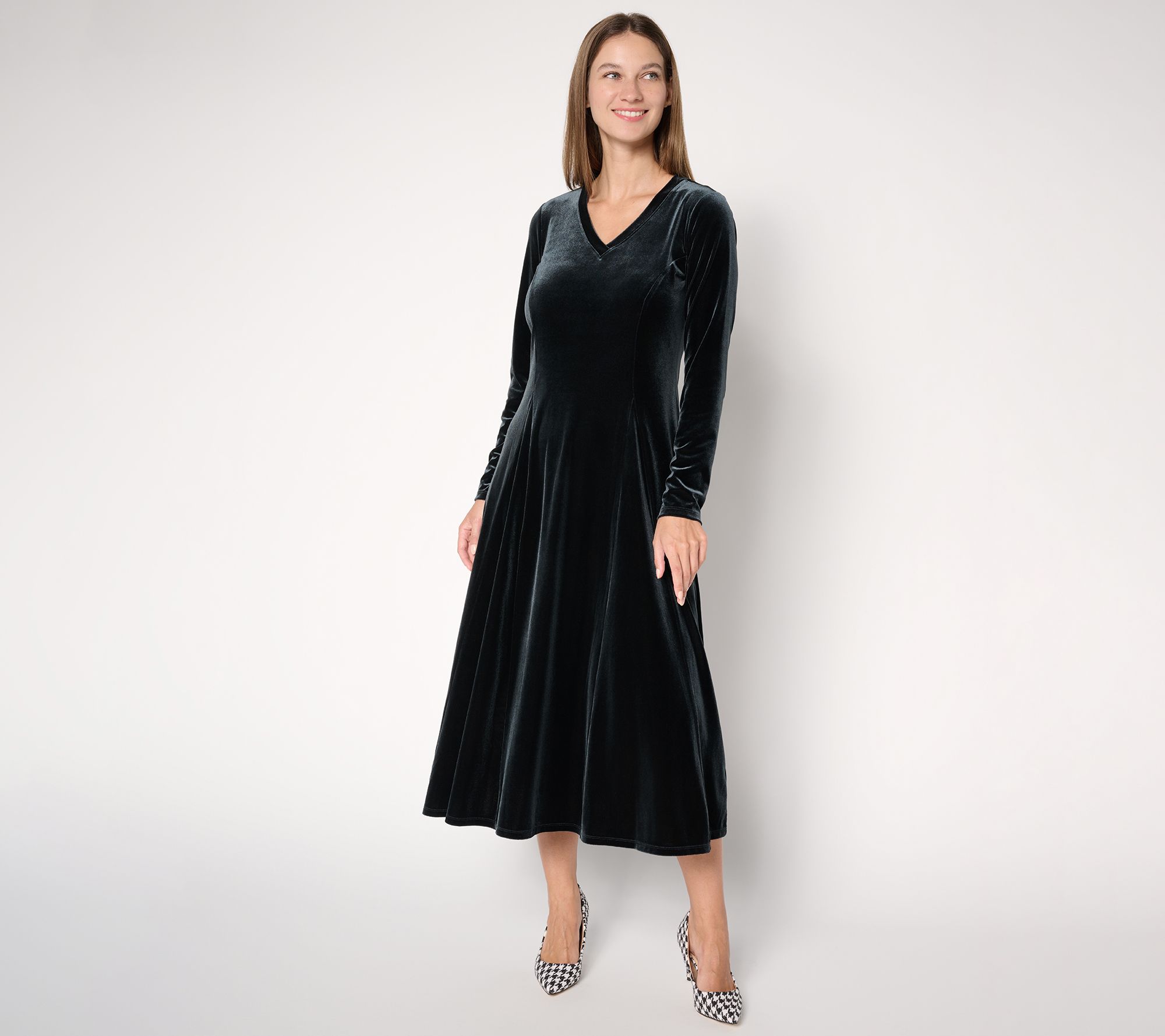 "As Is" Attitudes by Renee Petite Velvet Godet Midi Dress