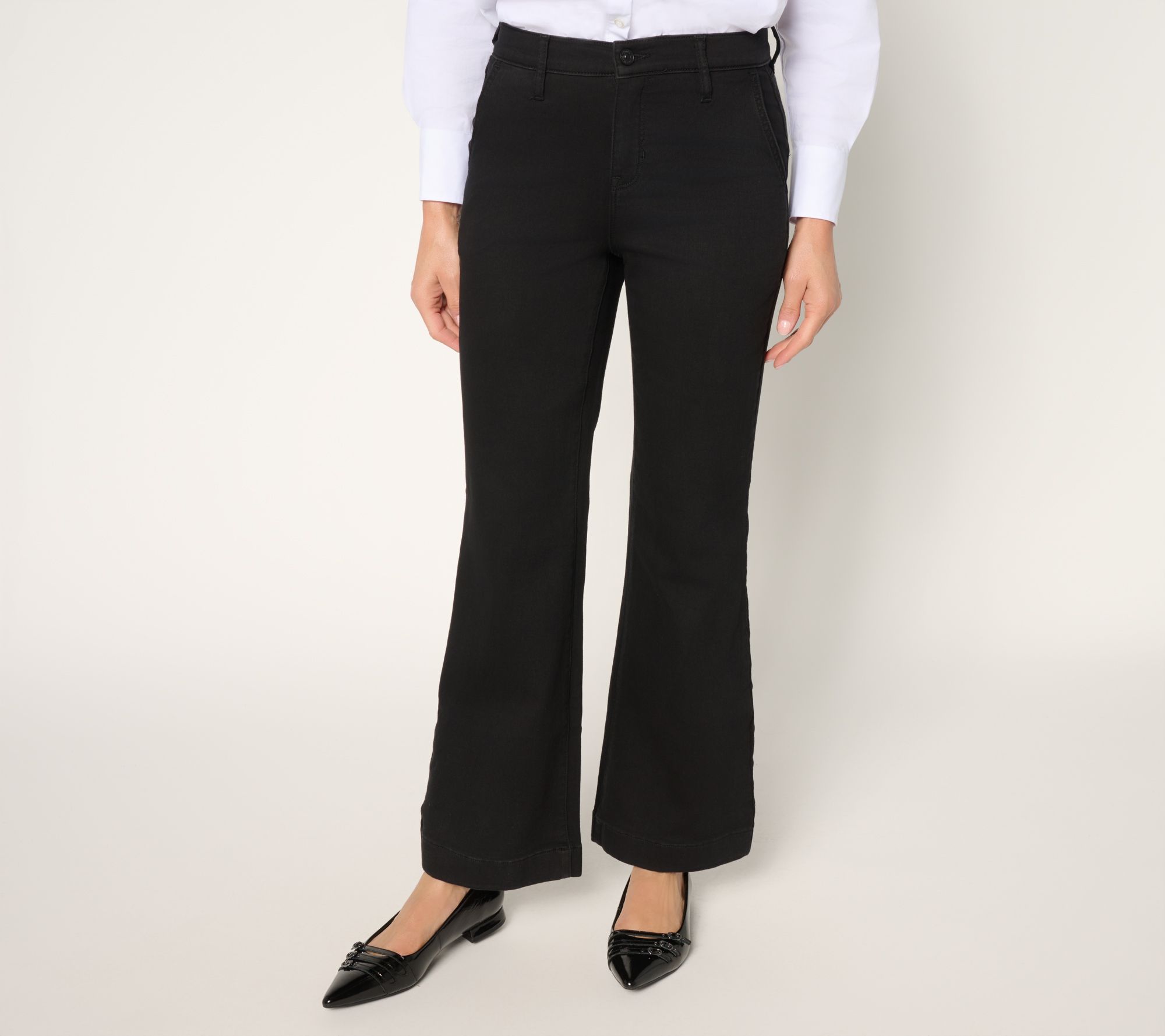 "As Is" nicole by Nicole Miller Petite Dream Denim Flare Trouser