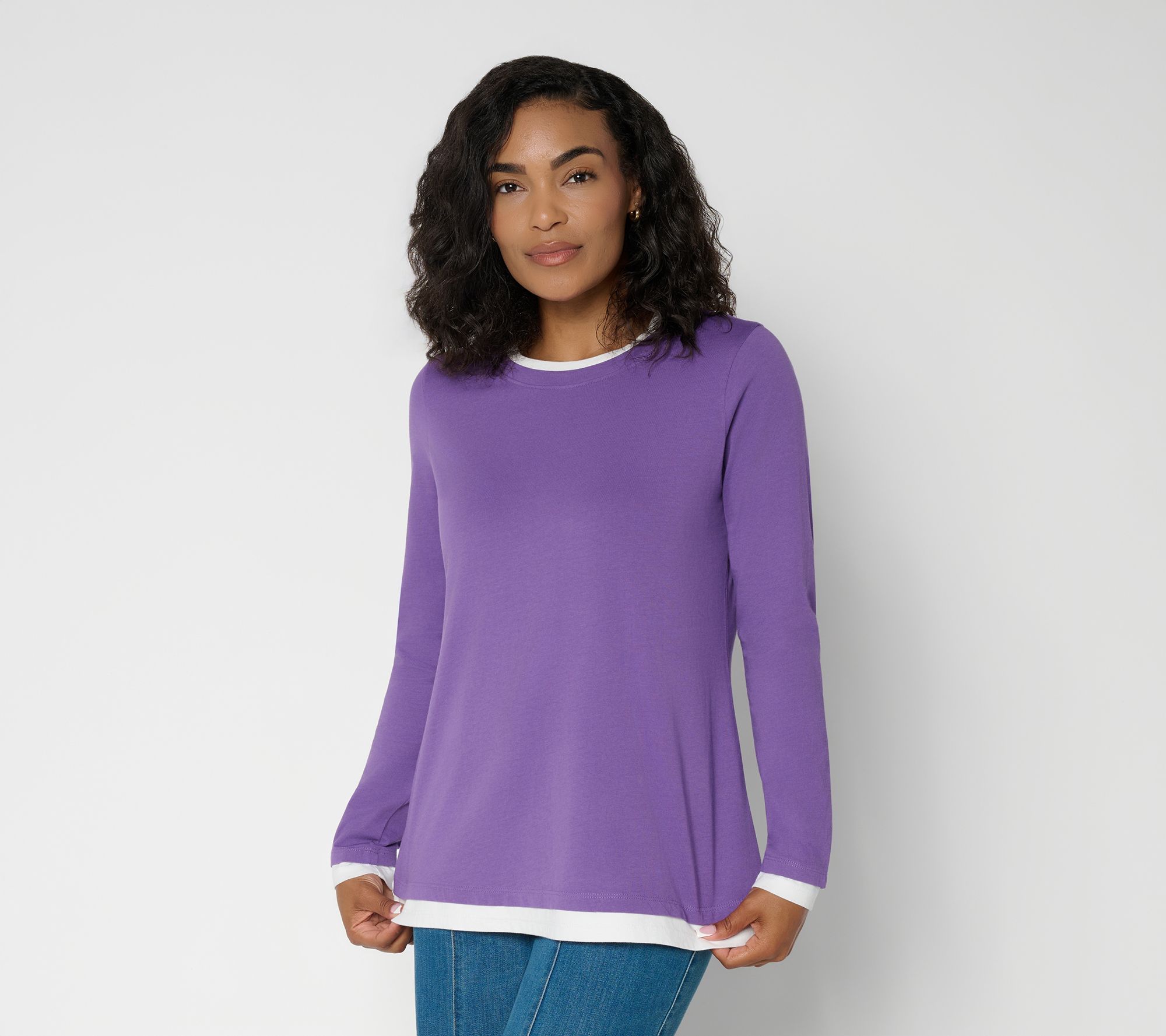  LOGO by Lori Goldstein 100% Cot. Layered Effect Everyday Top