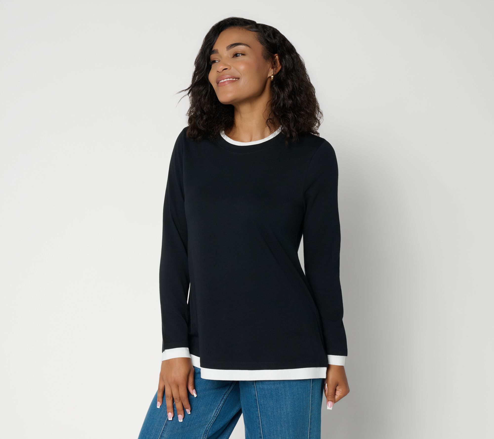 LOGO by Lori Goldstein 100% Cot. Layered Effect Everyday Top