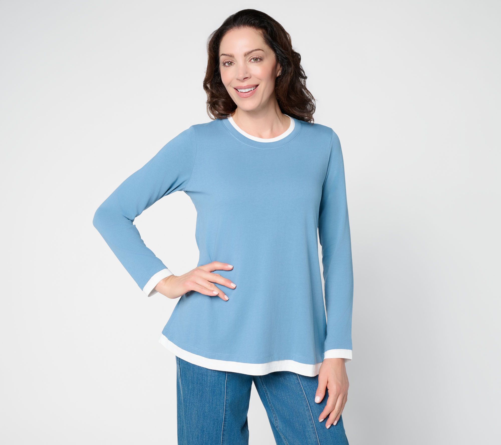 LOGO by Lori Goldstein 100% Cot. Layered Effect Everyday Top