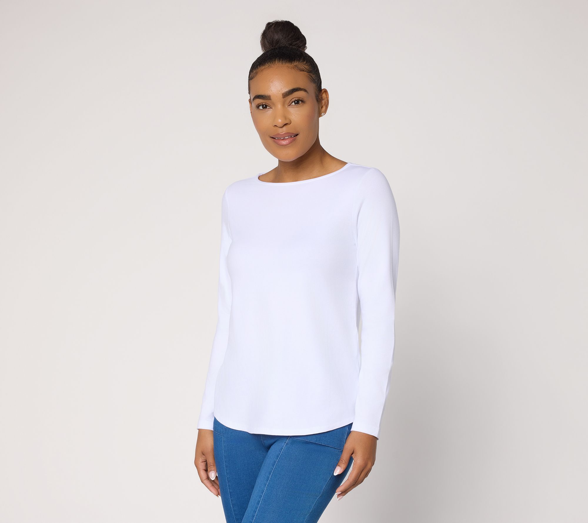 "As Is" Susan Graver Essentials Comfy Cotton Shirttail Top