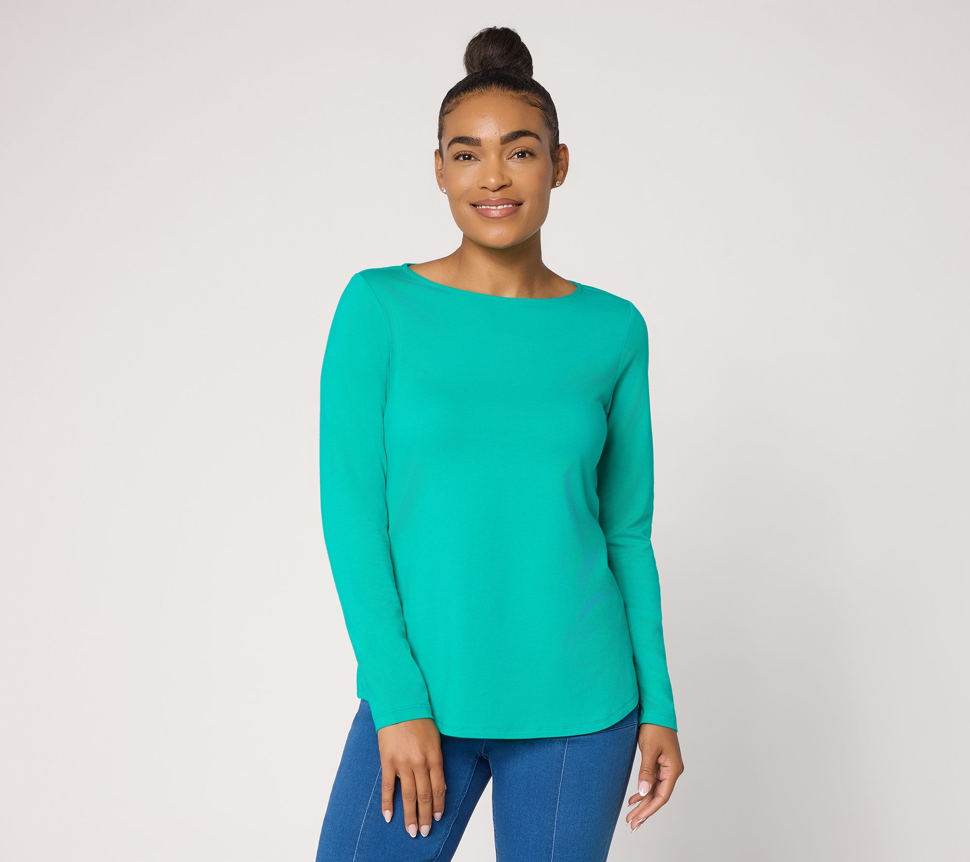 "As Is" Susan Graver Essentials Comfy Cotton Shirttail Top