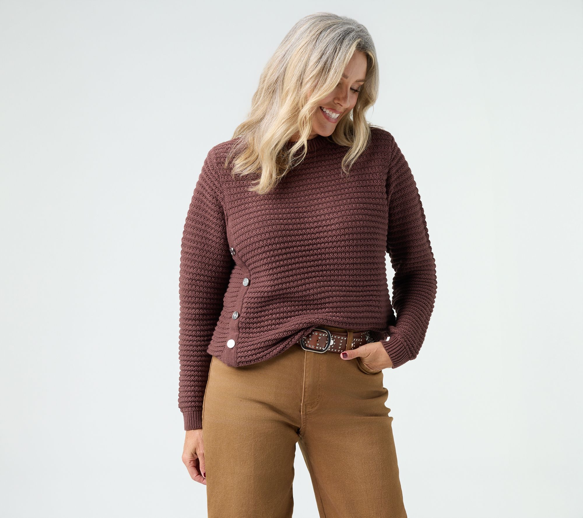 RM Studio x Rebecca Minkoff Cottn Blend Sweater with Side Buttons