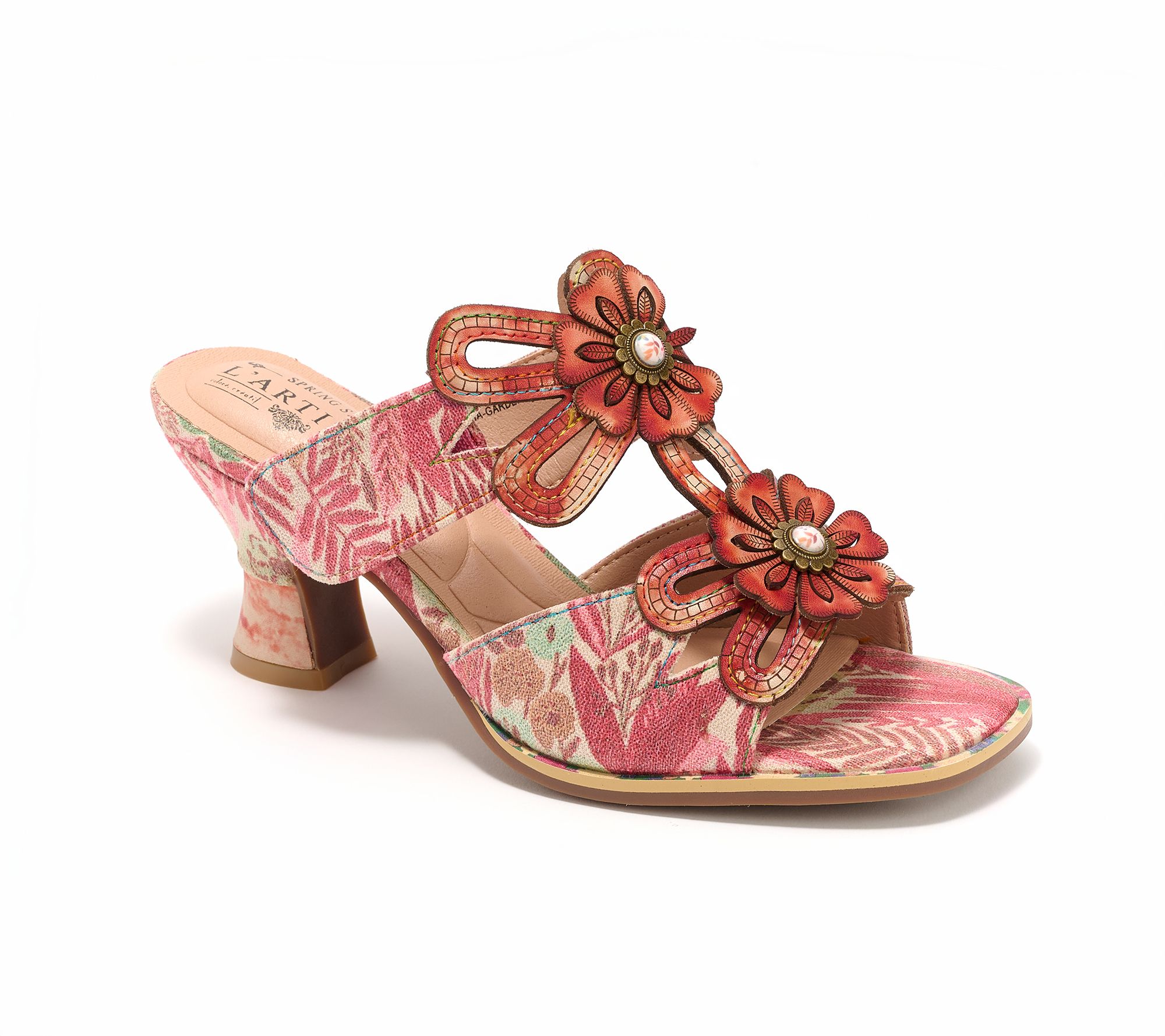 L'Artiste by Spring Step Leather Heeled Slide Sandals - Alania Garden