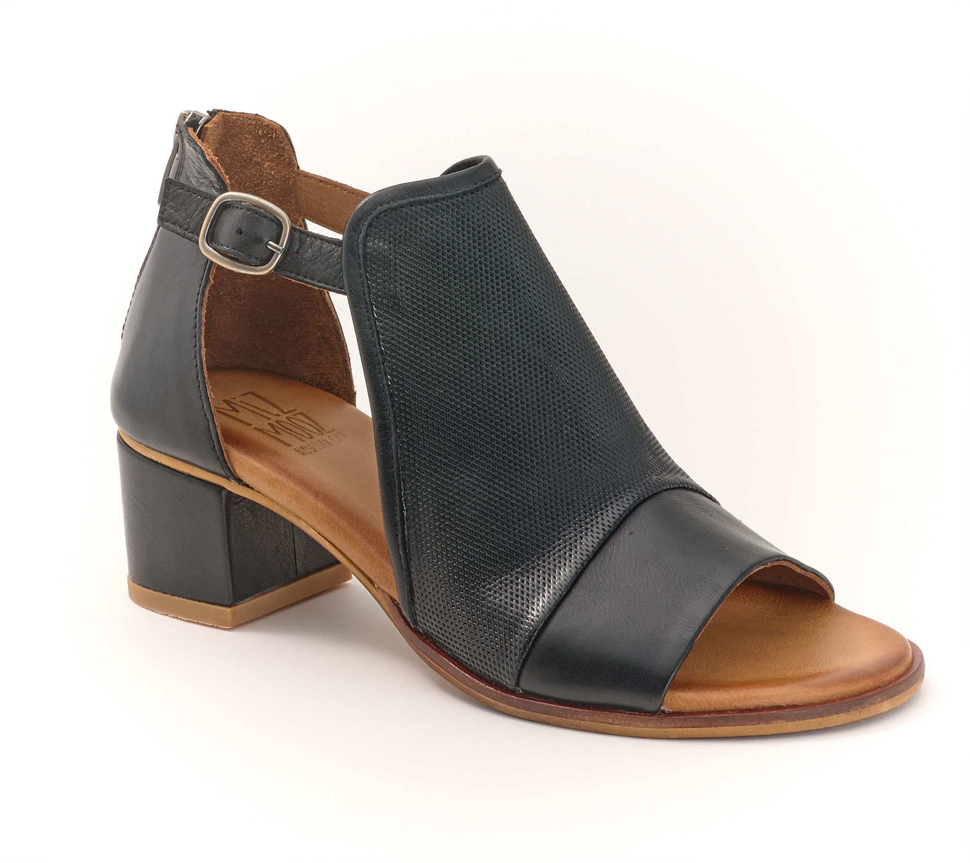 "As Is" Miz Mooz Leather Heeled Shootie Sandals- Rayna