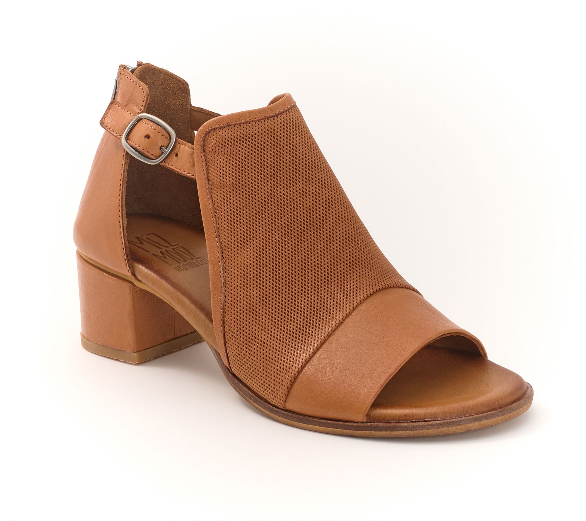 "As Is" Miz Mooz Leather Heeled Shootie Sandals- Rayna