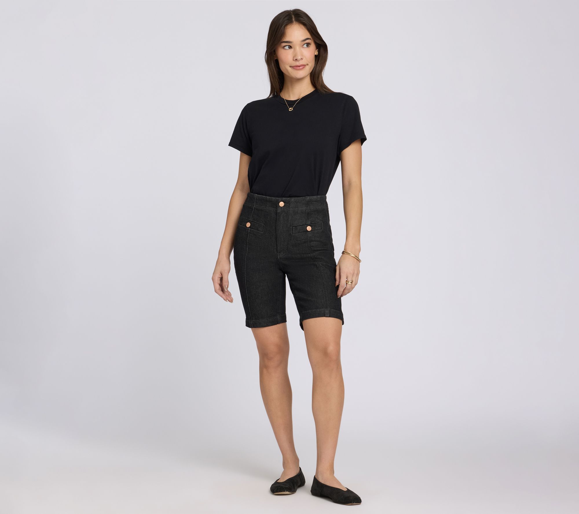 NYDJ Ella Denim Shorts With Button Welt Pockets
