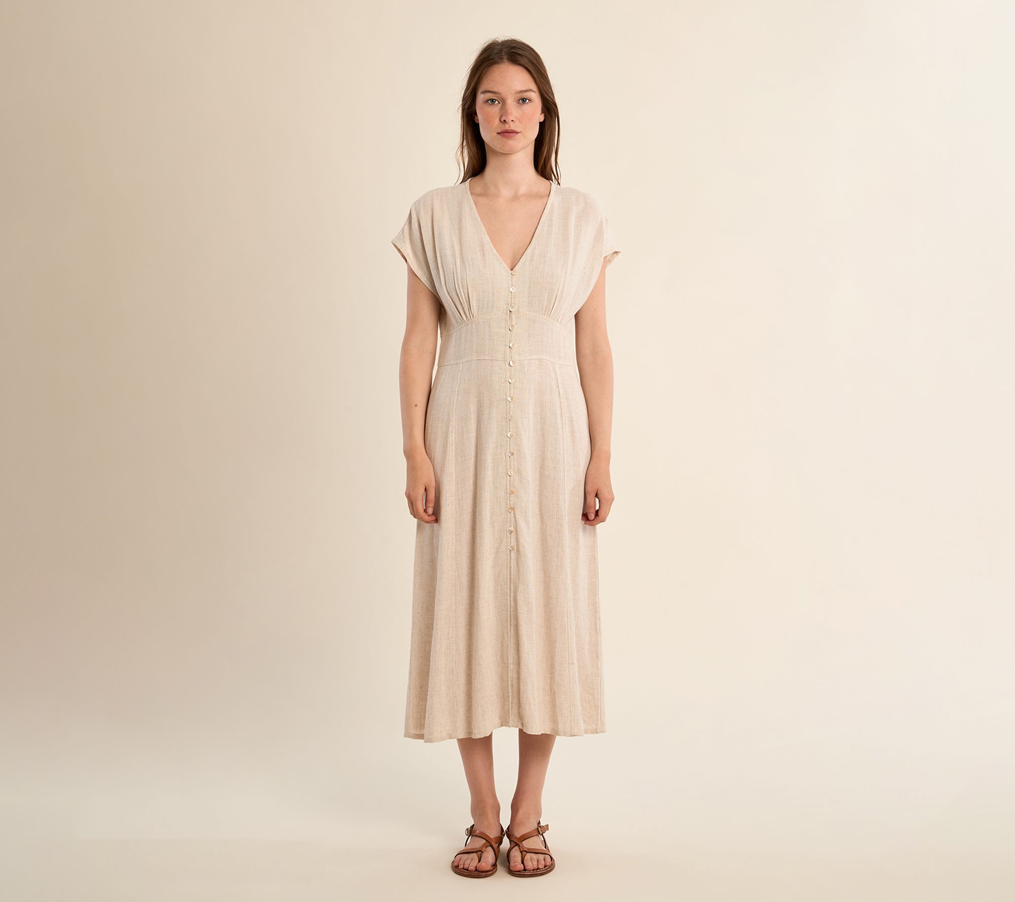 Molly Bracken Button Front Midi Dress