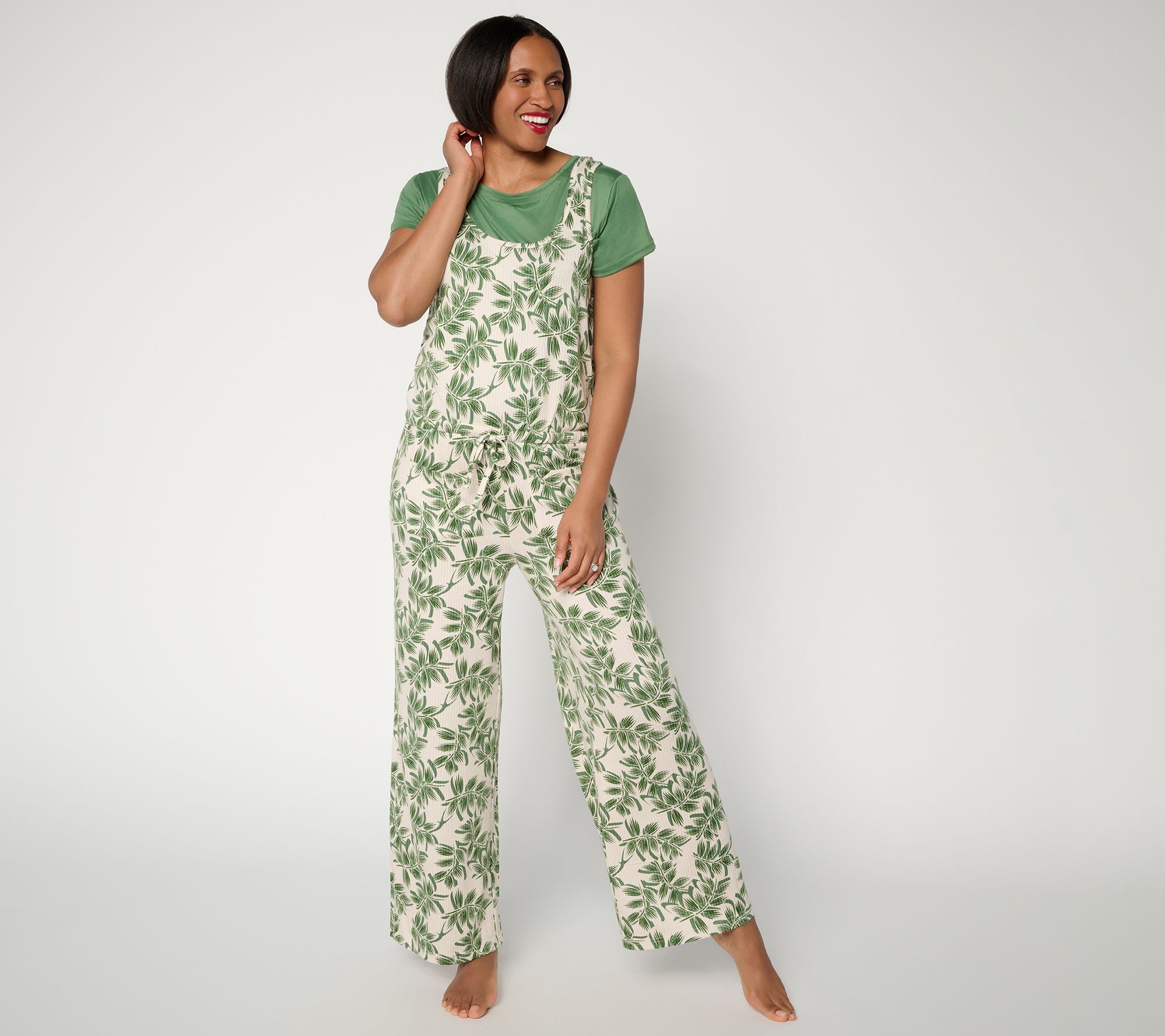 "As Is" MUK LUKS Ribbed Butterknit Jumpsuit with Cloud Knit Tee