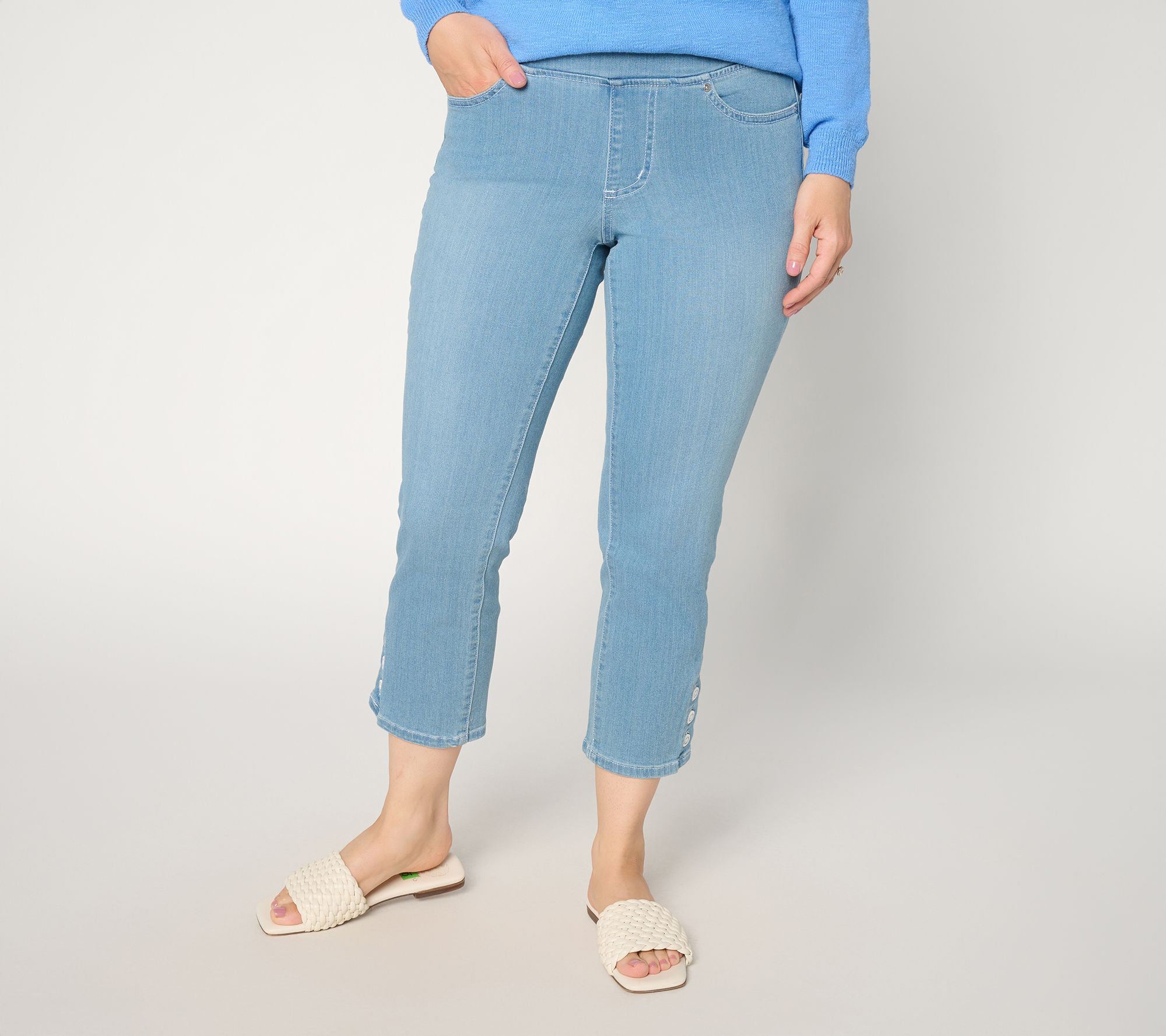 "As Is" Belle by Kim Gravel Pet Primabelle Denim Button Cropped Jean