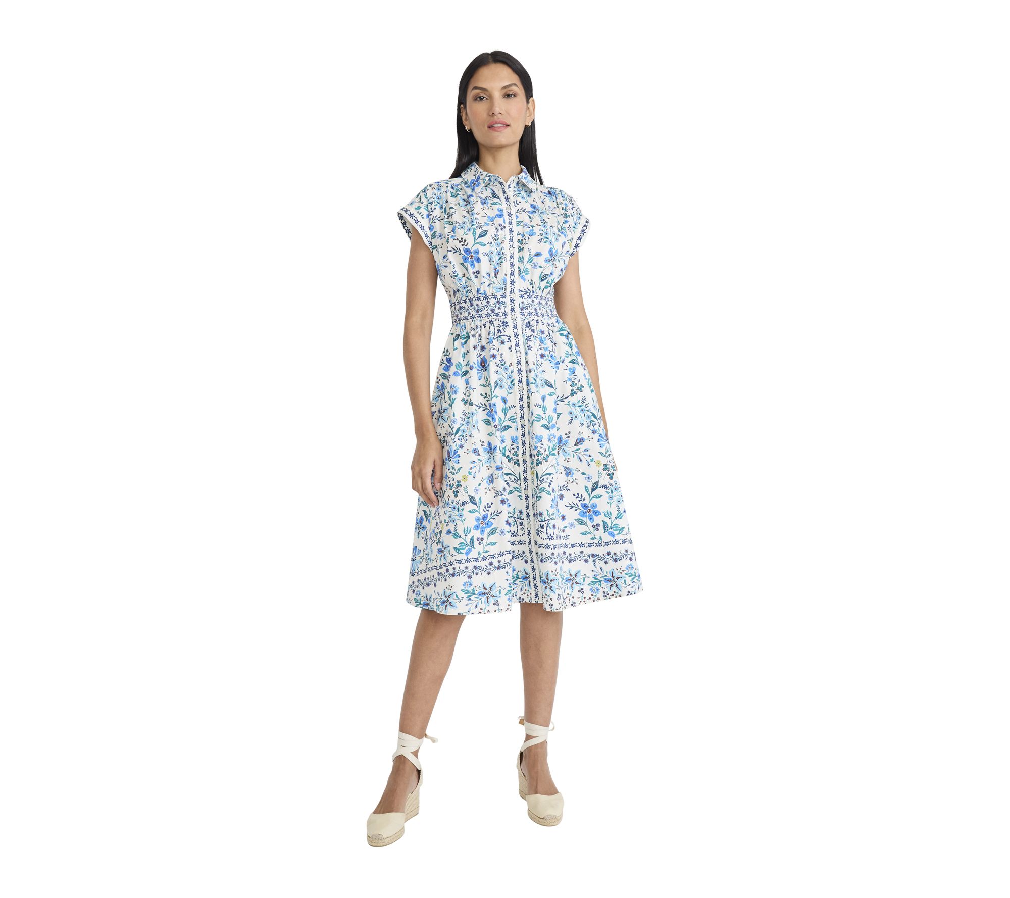 Maggy London Cap Sleeve Collared Neck Button Detail Midi