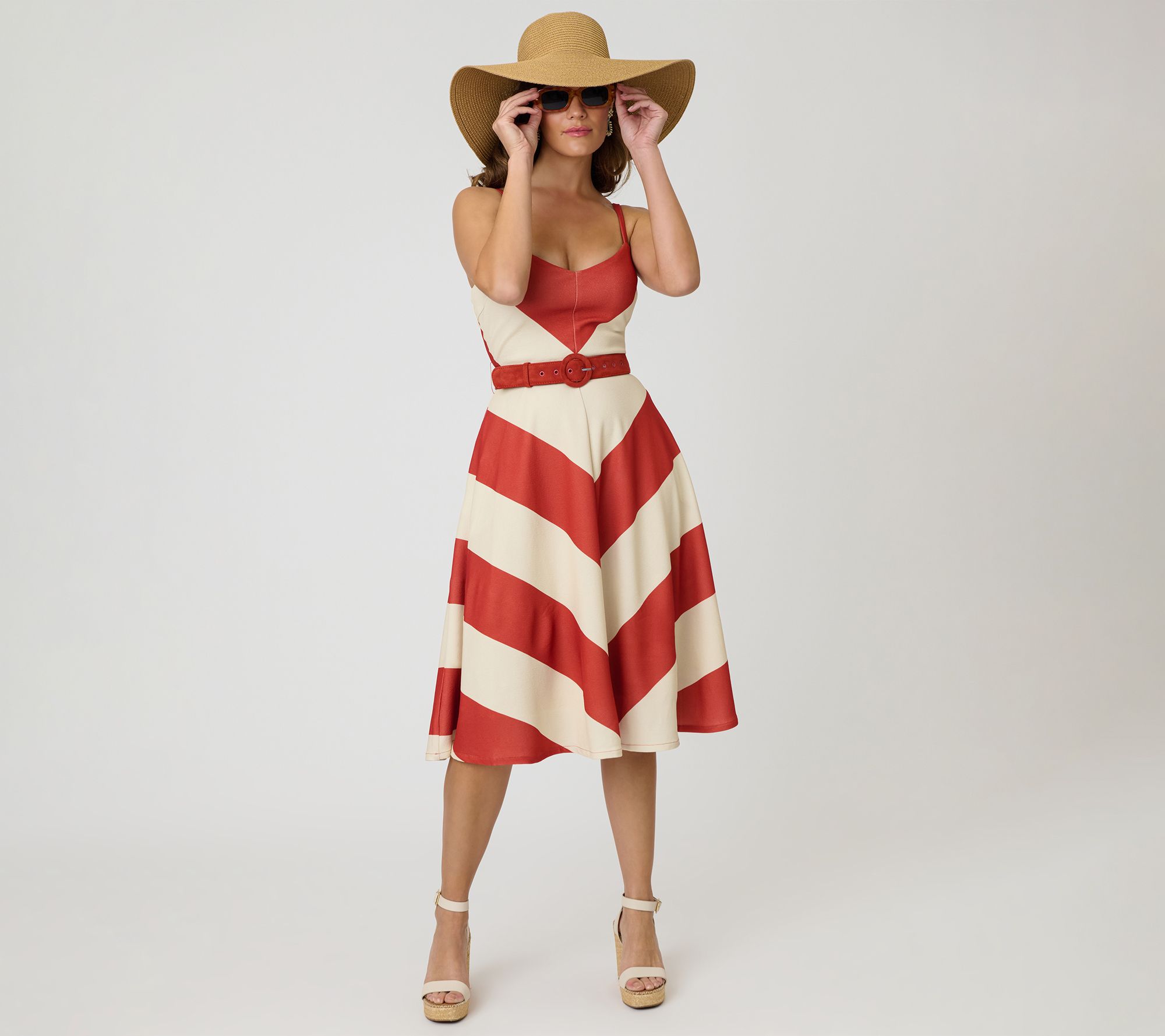 Smak Parlour Plus Size Spaghetti Strap ChevronMidi Dress