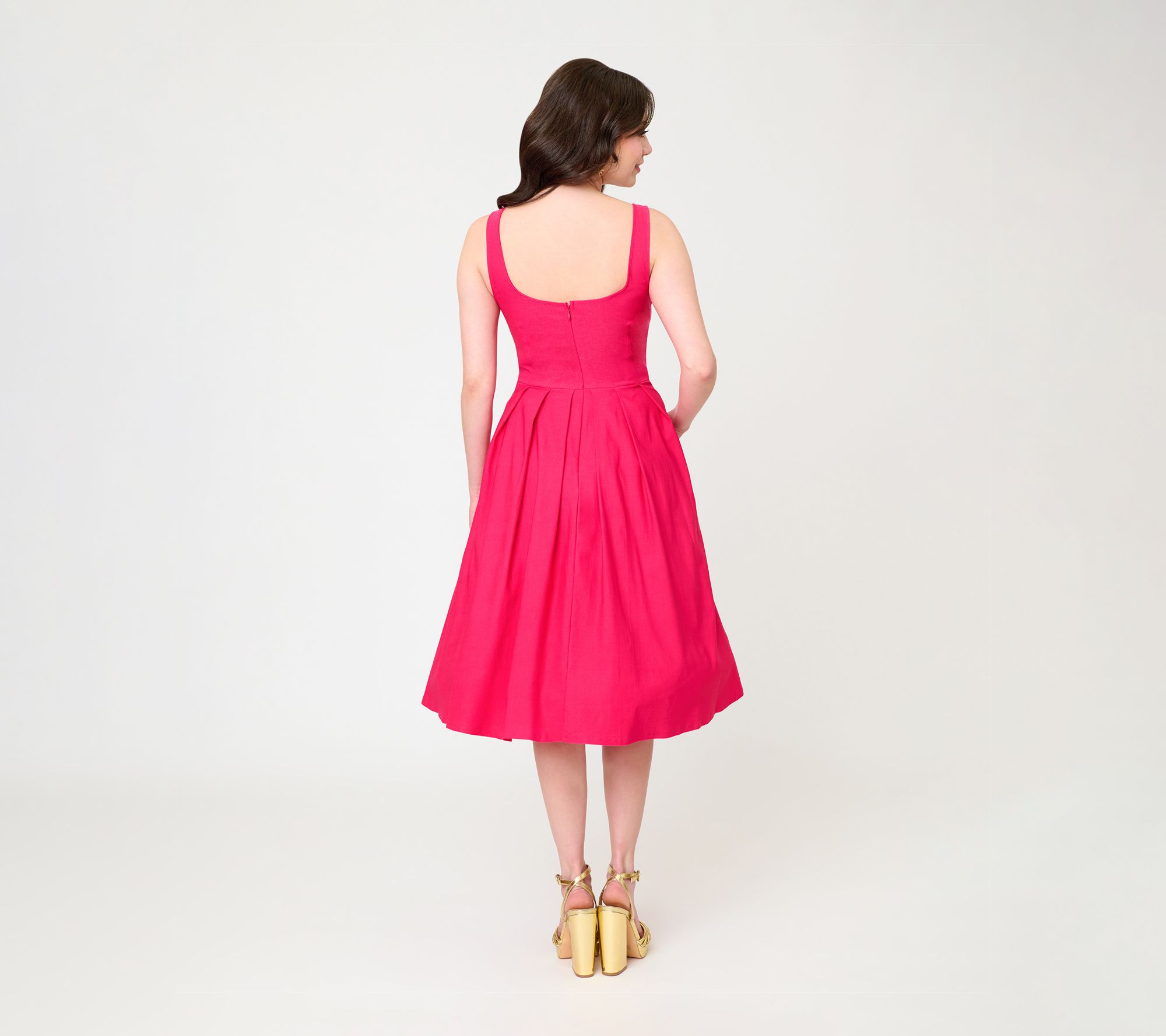 hot pink pleated dress Unique Vintage Plus Size Square Neck Swing The mermaid silhouette gracefully hugs your curves Lulus | Hot Pink Pleated