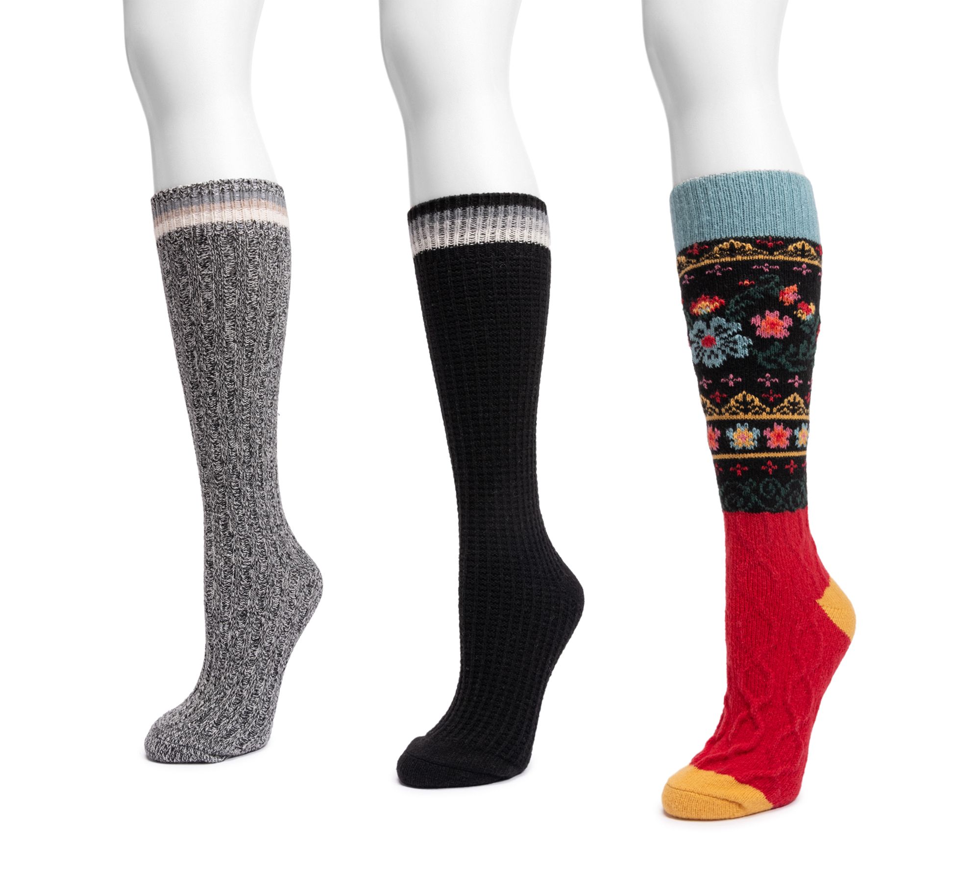 Muk Luks 3pk Microfiber Pattern Sock