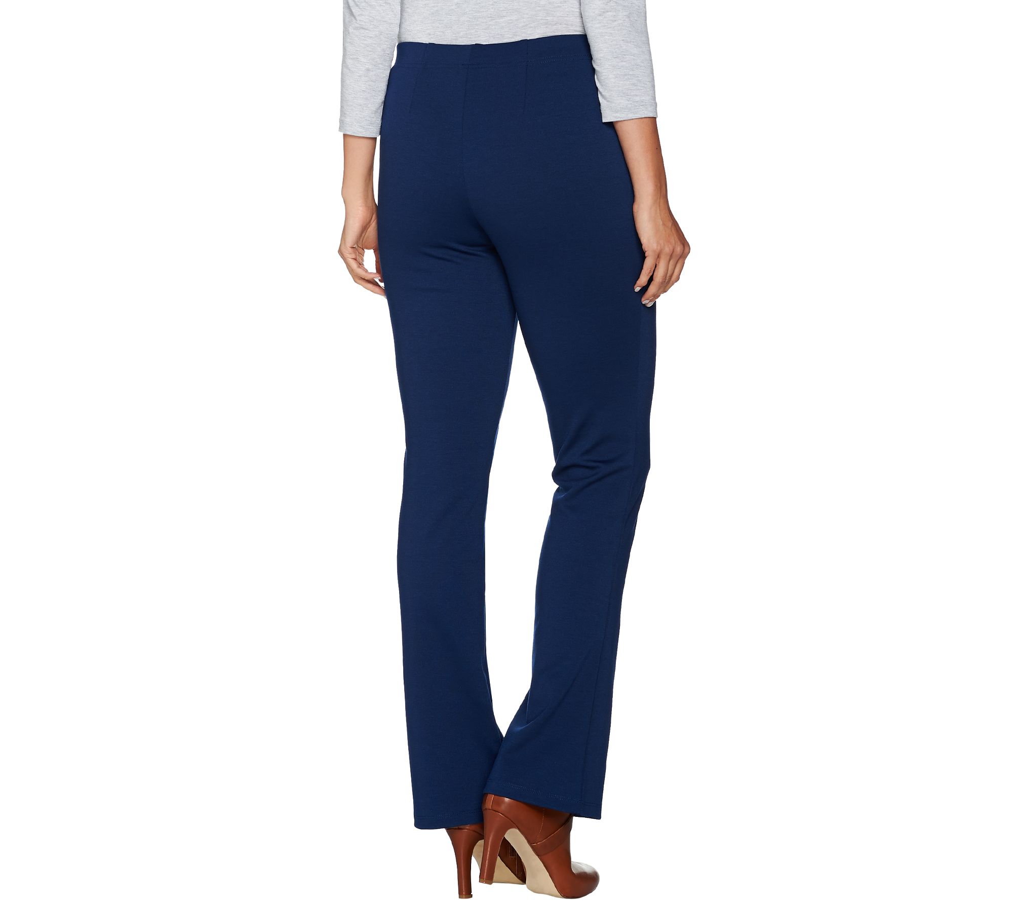 Women with Control Regular_Pull-On Ponte di Roma Slim Bell Pants - QVC.com