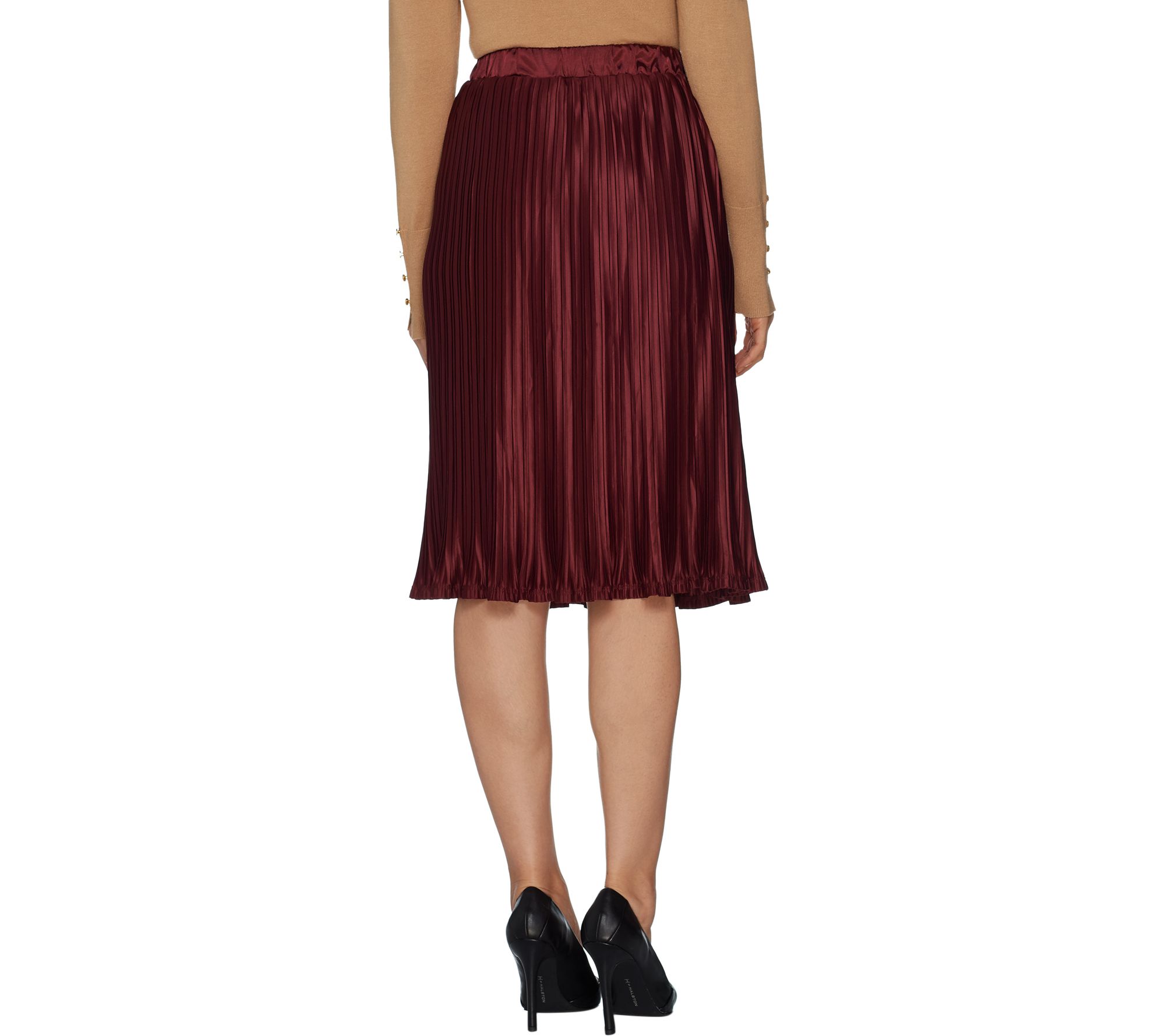 mid length pleated skirts qvc