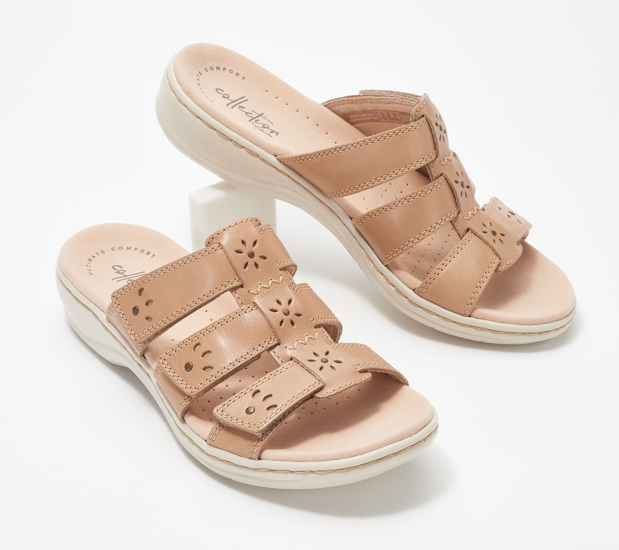 As Is Clarks Collection Leather Slide Sandals Leisa Spring 7550